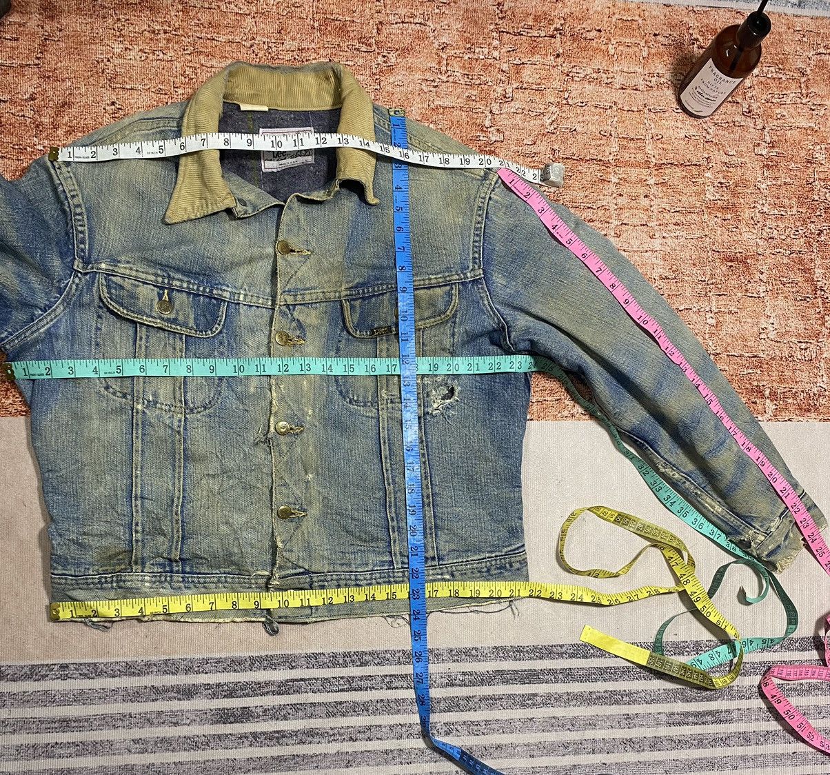 Lee (I) 1960s STORM RIDER LEE DENIM JACKET LINED FLEECE Size US L / EU 52-54 / 3 - 12 Thumbnail