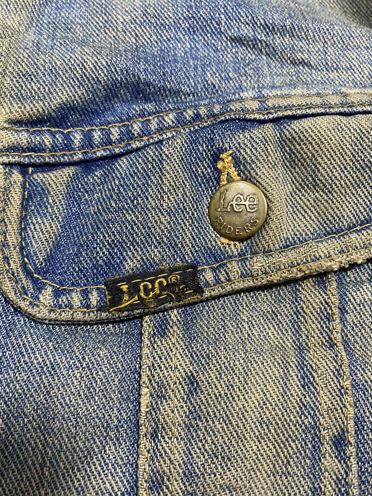 Lee (I) 1960s STORM RIDER LEE DENIM JACKET LINED FLEECE Size US L / EU 52-54 / 3 - 8 Thumbnail
