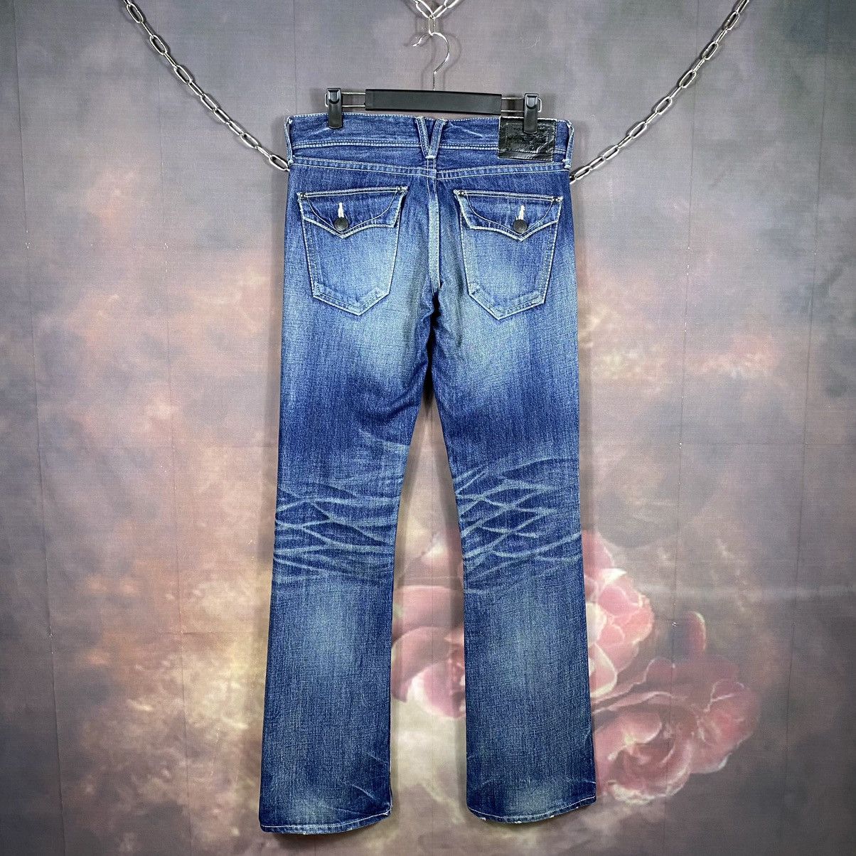 Image of Vanquish X Murder License Honeycomb Flare Jeans in Blue, Men's (Size 30)