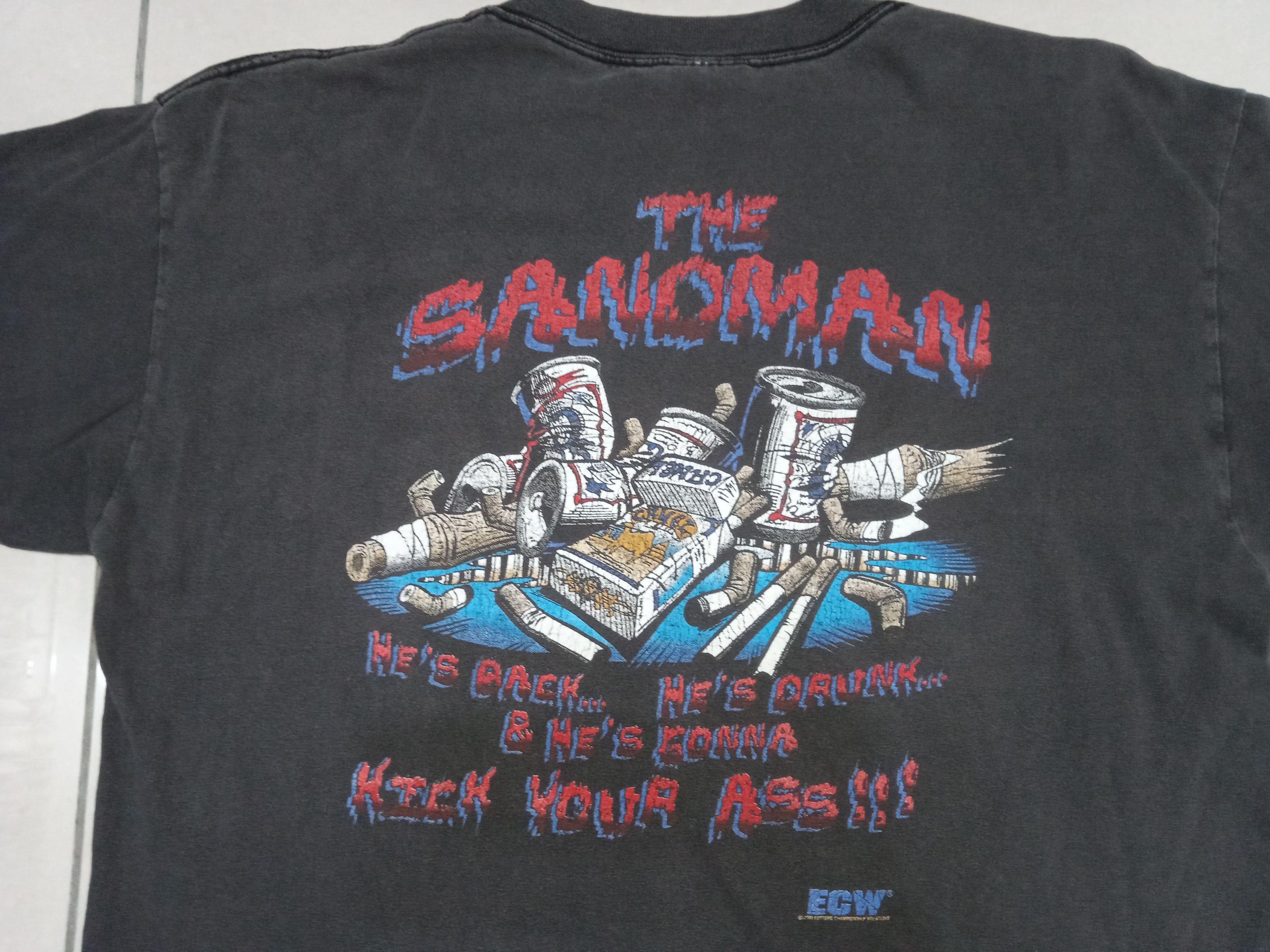 Vintage Vintage ECW Sandman Wrestling 2000 T-Shirt WWE Size US L / EU 52-54 / 3 - 4 Thumbnail