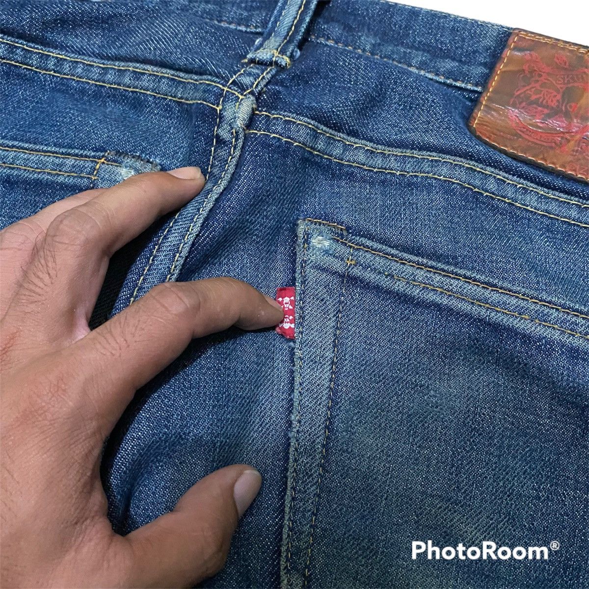 If Six Was Nine Steals🔥 Vintage Japanese Skulls Ripped Flare Denim Jeans Size US 31 - 10 Thumbnail
