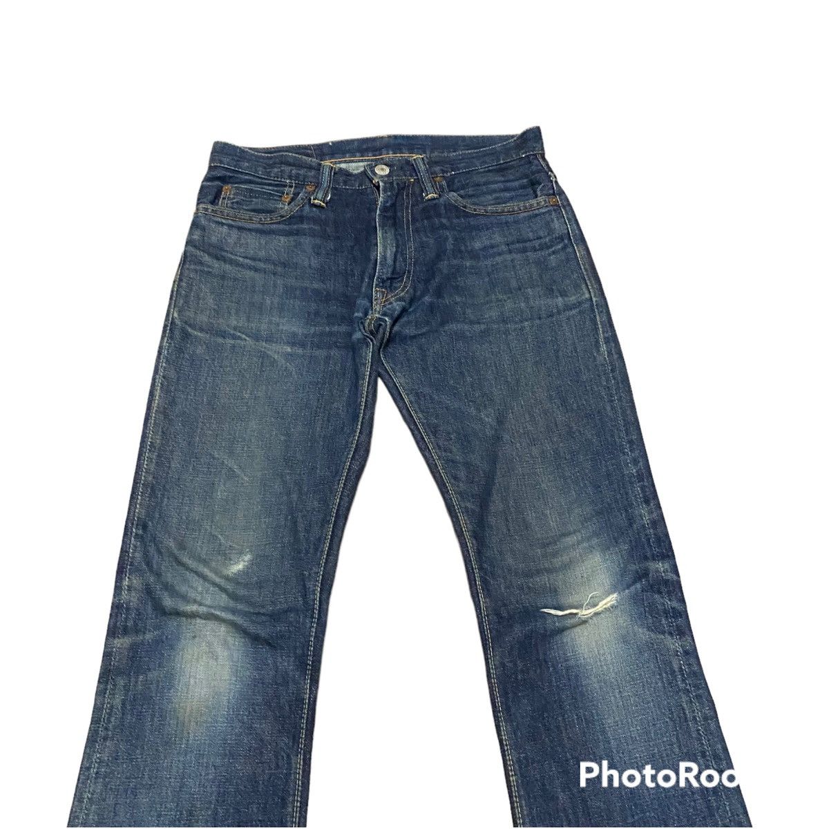 If Six Was Nine Steals🔥 Vintage Japanese Skulls Ripped Flare Denim Jeans Size US 31 - 3 Thumbnail