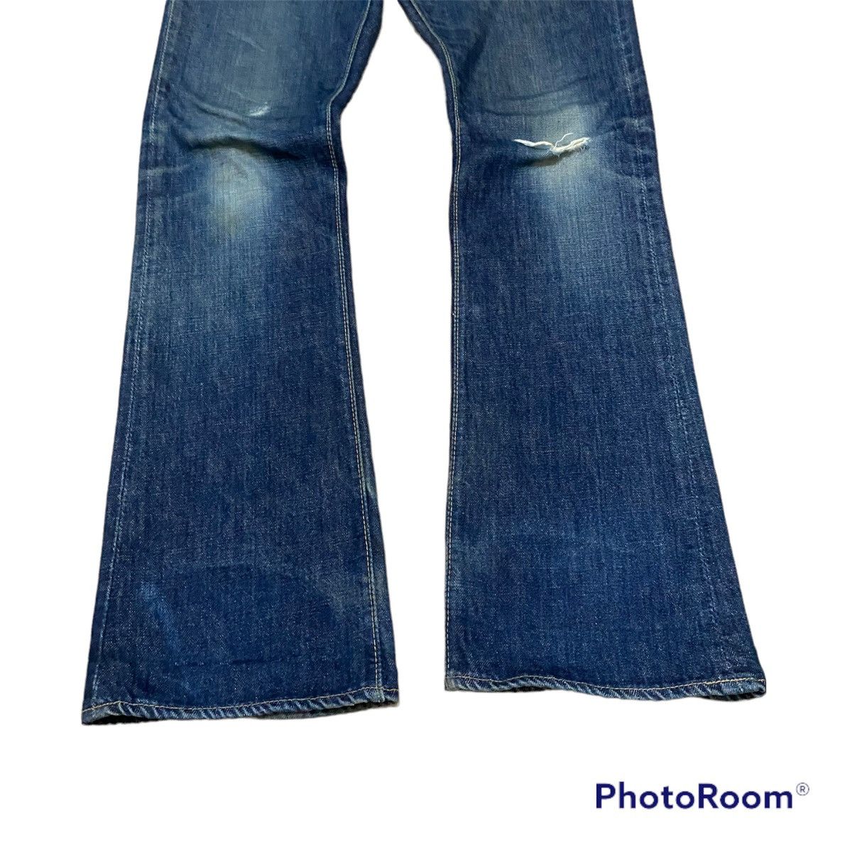 If Six Was Nine Steals🔥 Vintage Japanese Skulls Ripped Flare Denim Jeans Size US 31 - 4 Thumbnail