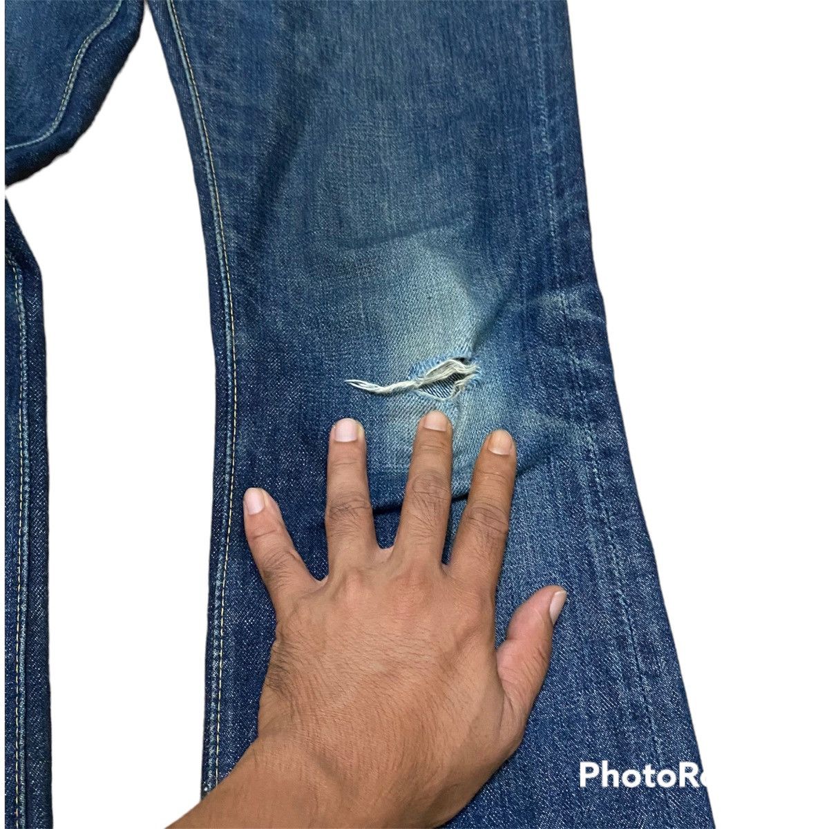 If Six Was Nine Steals🔥 Vintage Japanese Skulls Ripped Flare Denim Jeans Size US 31 - 5 Thumbnail