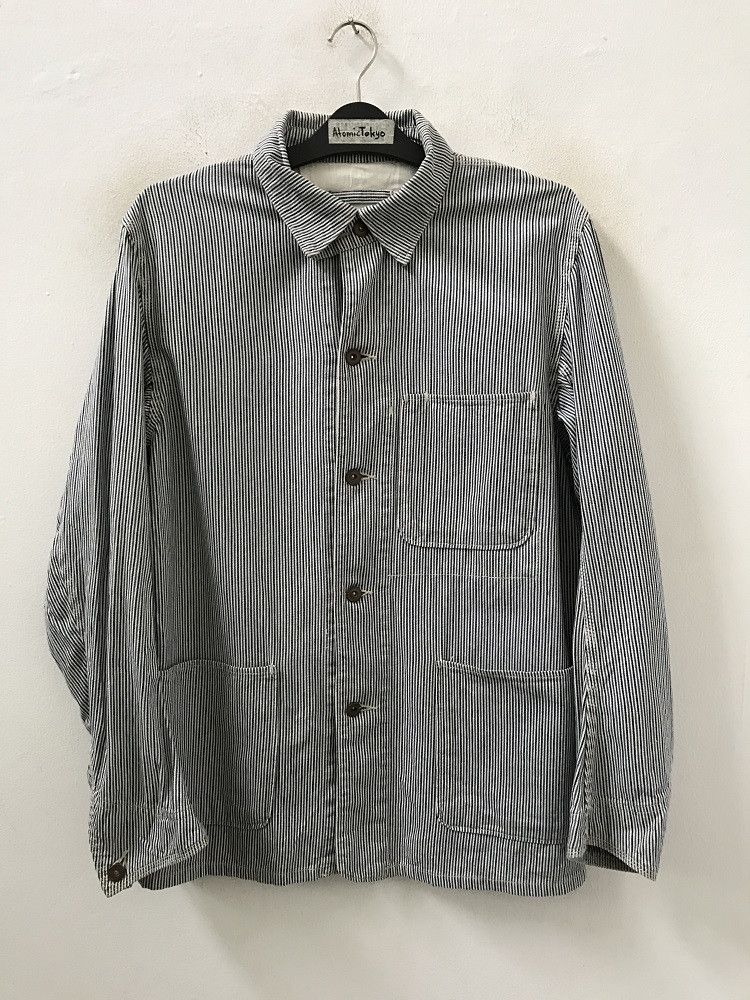 Beams Plus Chin Strap Hickory Striped Chore Jacket