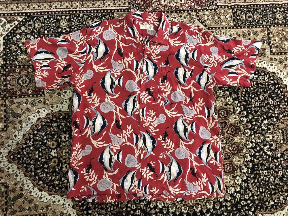 Japanese Brand Surplus Sports Wear Sanforized Seahorse Rayon Hawaii Shirt Size US L / EU 52-54 / 3 - 8 Thumbnail