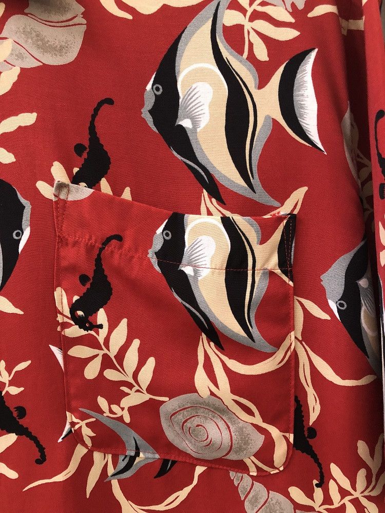 Japanese Brand Surplus Sports Wear Sanforized Seahorse Rayon Hawaii Shirt Size US L / EU 52-54 / 3 - 2 Thumbnail