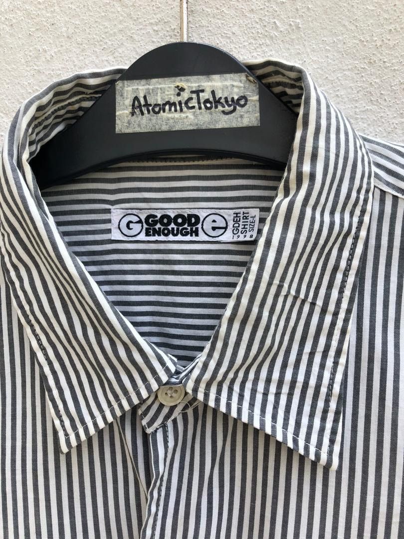 GOODENOUGH × Hiroshi Fujiwara × Vintage Vintage 90s 1998 GOODENOUGH Striped Oversized Shirt Size US L / EU 52-54 / 3 - 5 Thumbnail