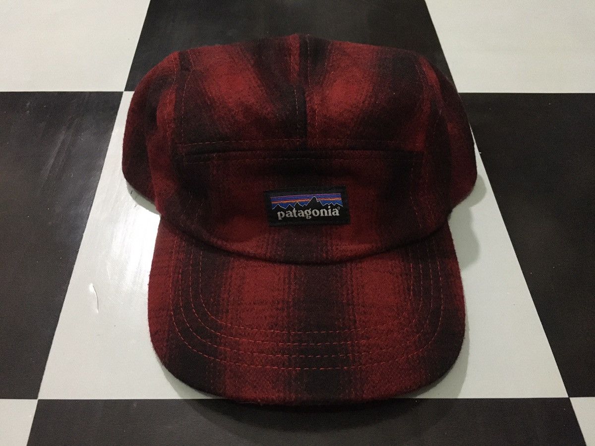 Patagonia 5 Panel Flannel Wool Camp Cap Leather Strapback