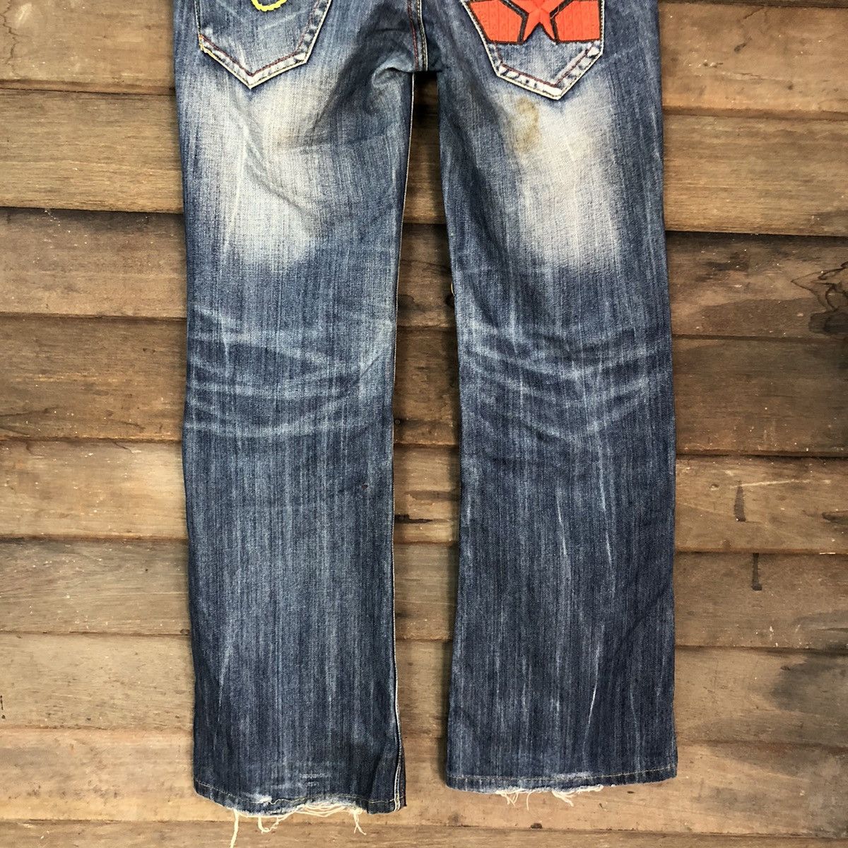 Japanese Brand DL SatisFaction Blue distressed faded Denim Pants #5756 Size 29" - 3 Thumbnail