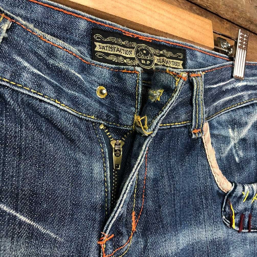 Japanese Brand DL SatisFaction Blue distressed faded Denim Pants #5756 Size 29" - 12 Thumbnail