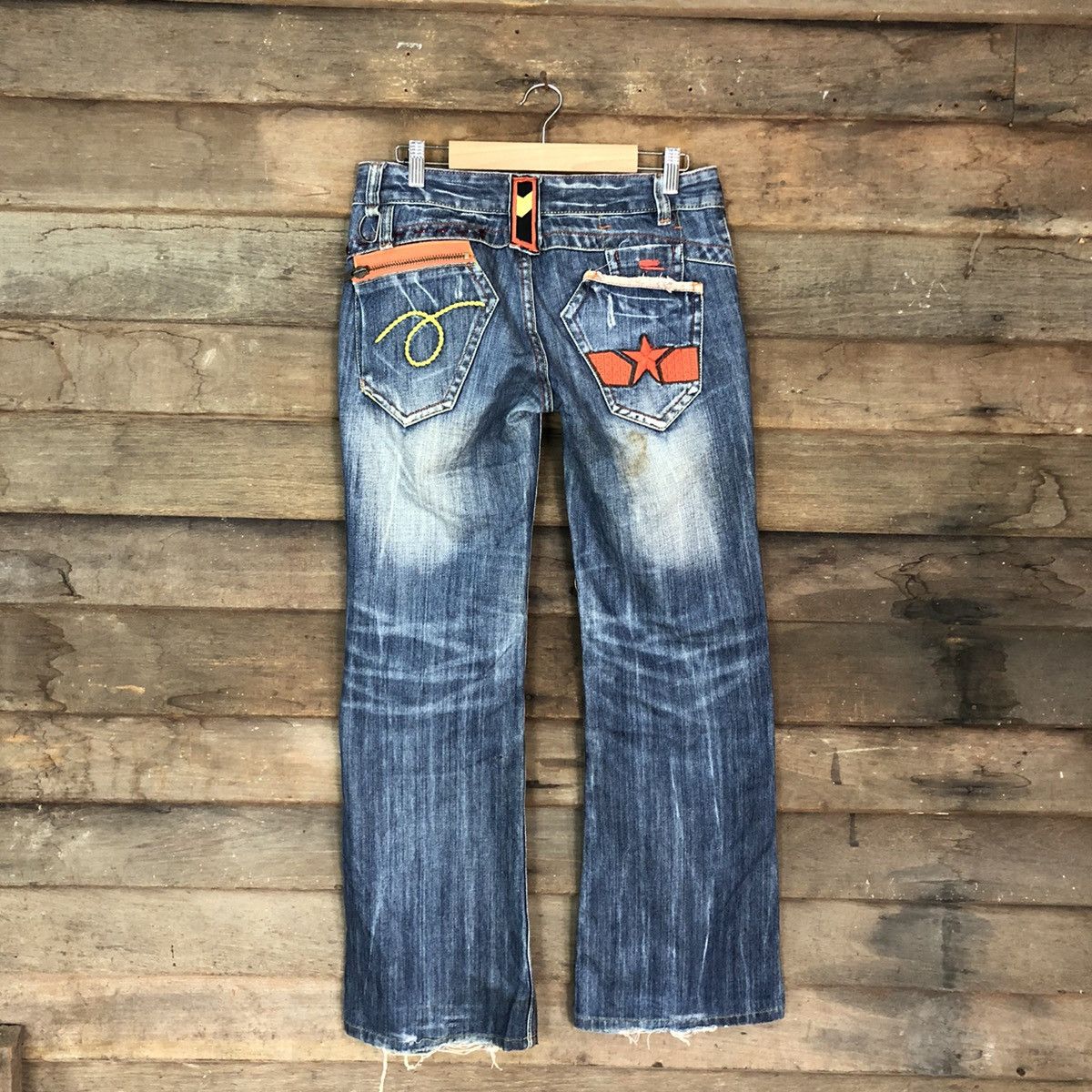 Japanese Brand DL SatisFaction Blue distressed faded Denim Pants #5756 Size 29" - 1 Thumbnail
