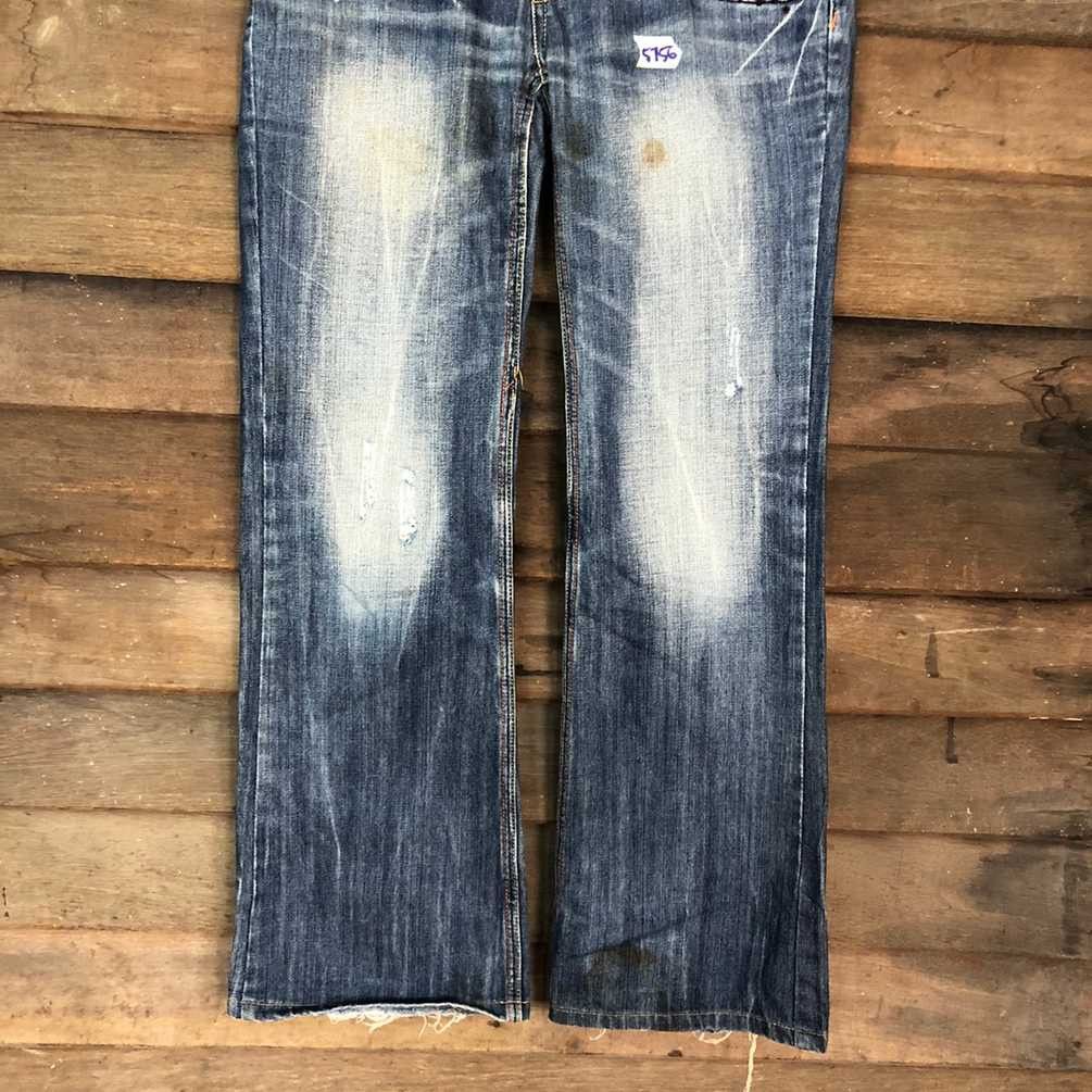 Japanese Brand DL SatisFaction Blue distressed faded Denim Pants #5756 Size 29" - 9 Thumbnail