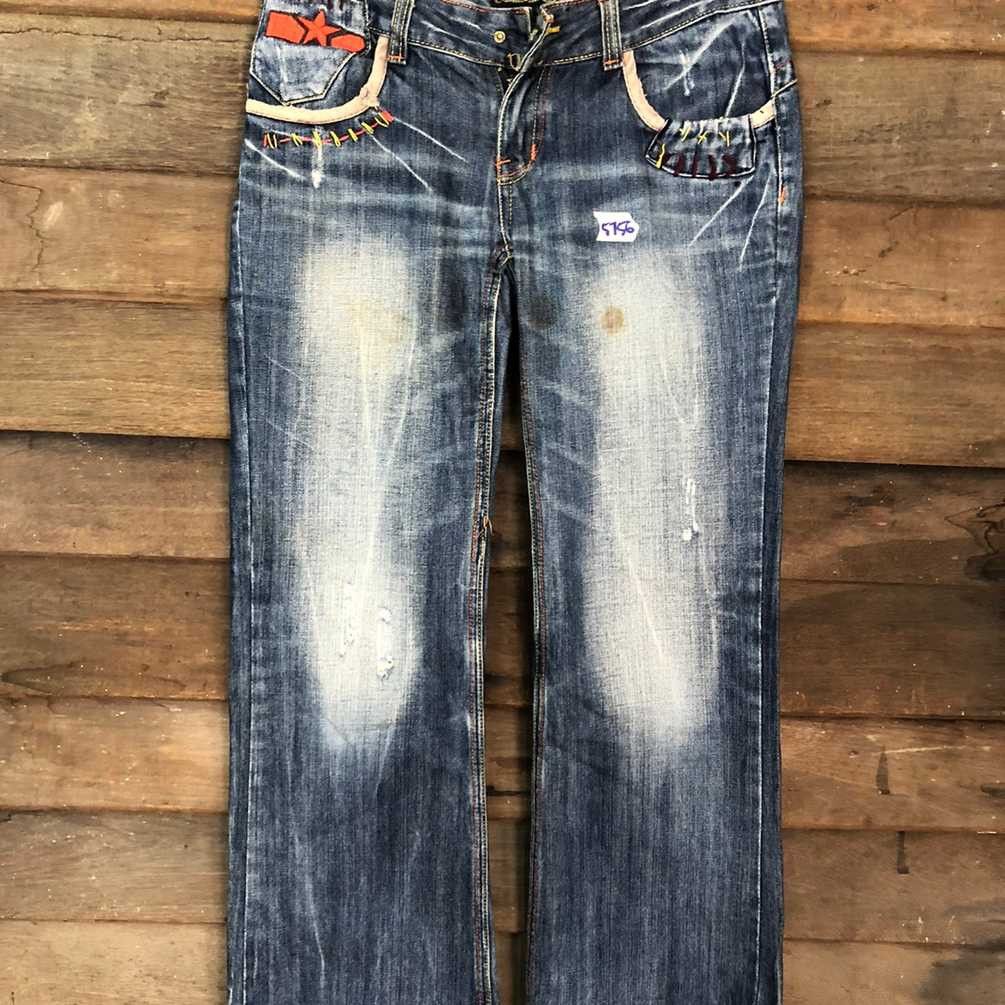 Japanese Brand DL SatisFaction Blue distressed faded Denim Pants #5756 Size 29" - 8 Thumbnail