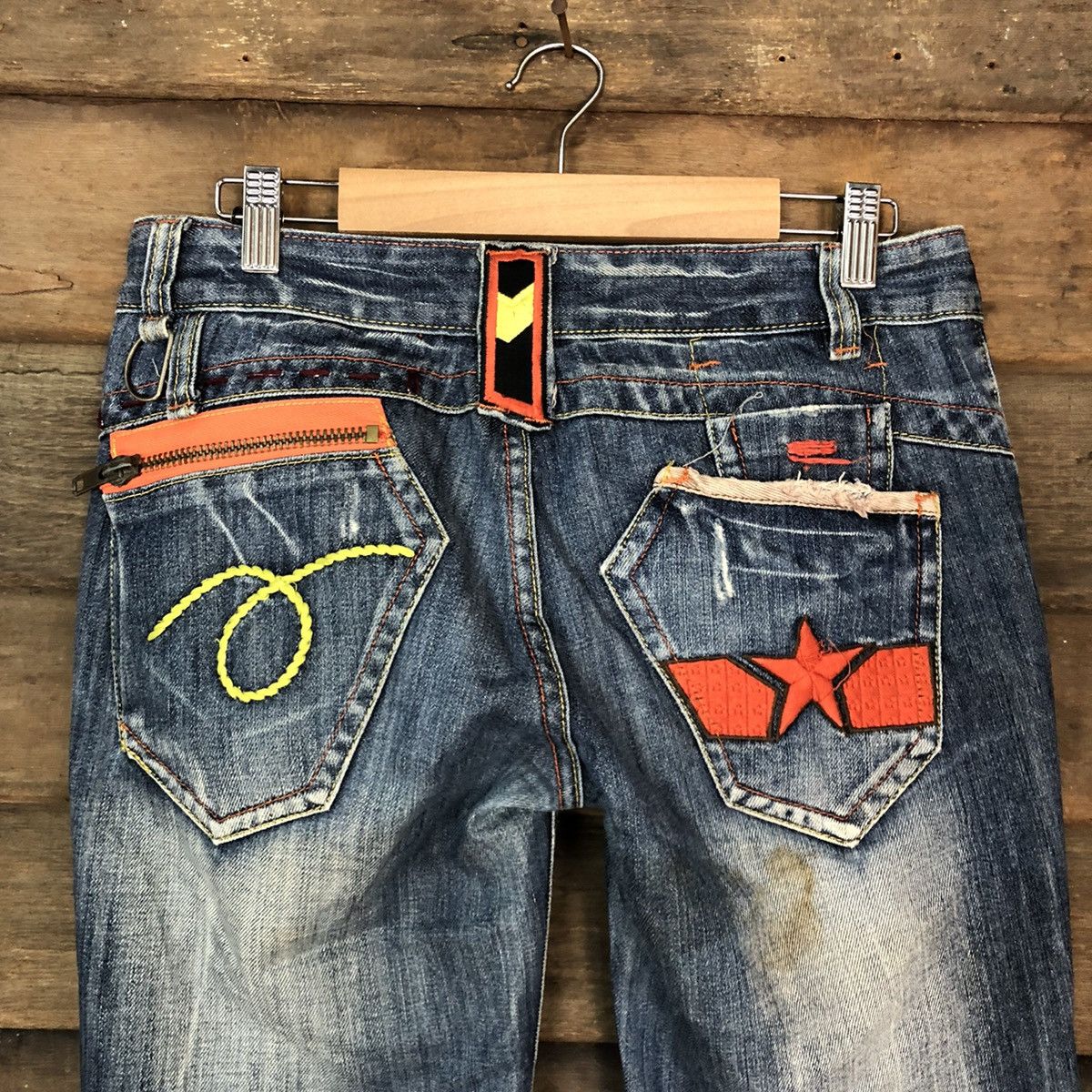Japanese Brand DL SatisFaction Blue distressed faded Denim Pants #5756 Size 29" - 4 Thumbnail