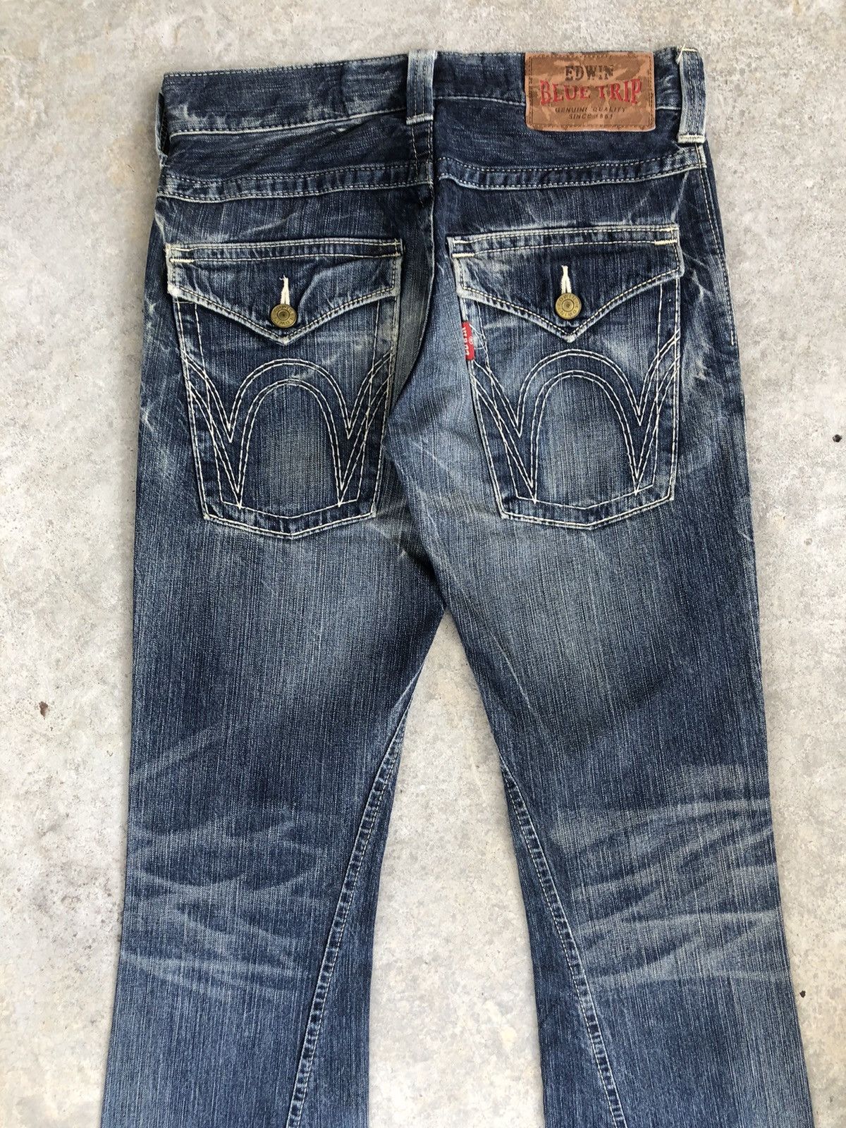 If Six Was Nine Japanese Edwin Blue Trip Flared Jeans Distressed Jeans Size US 32 / EU 48 - 10 Thumbnail