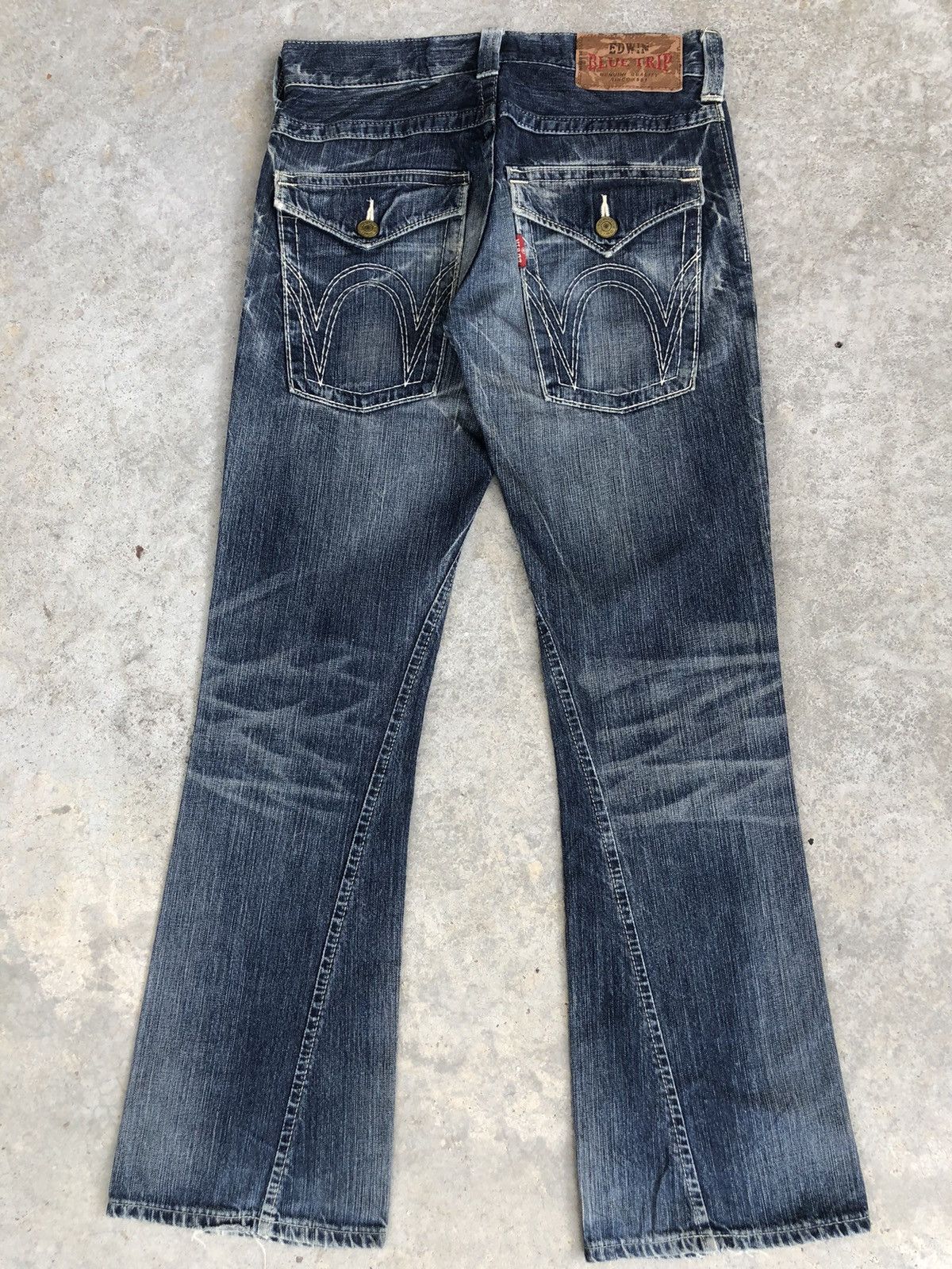 If Six Was Nine Japanese Edwin Blue Trip Flared Jeans Distressed Jeans Size US 32 / EU 48 - 4 Thumbnail
