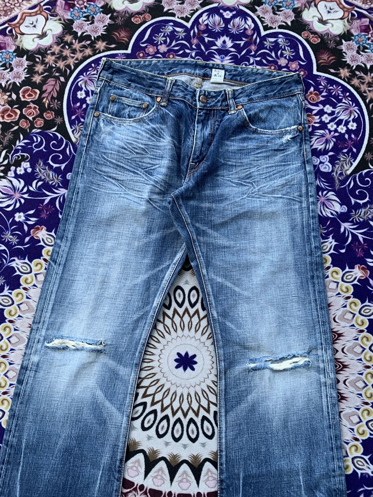 Japanese Brand Japan Rivet & Blue Flare Distressed Denim Size US 33 - 4 Thumbnail
