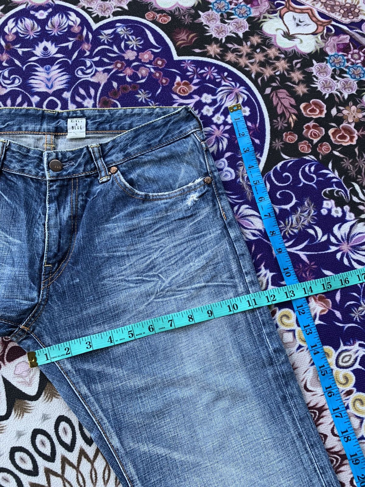 Japanese Brand Japan Rivet & Blue Flare Distressed Denim Size US 33 - 15 Thumbnail
