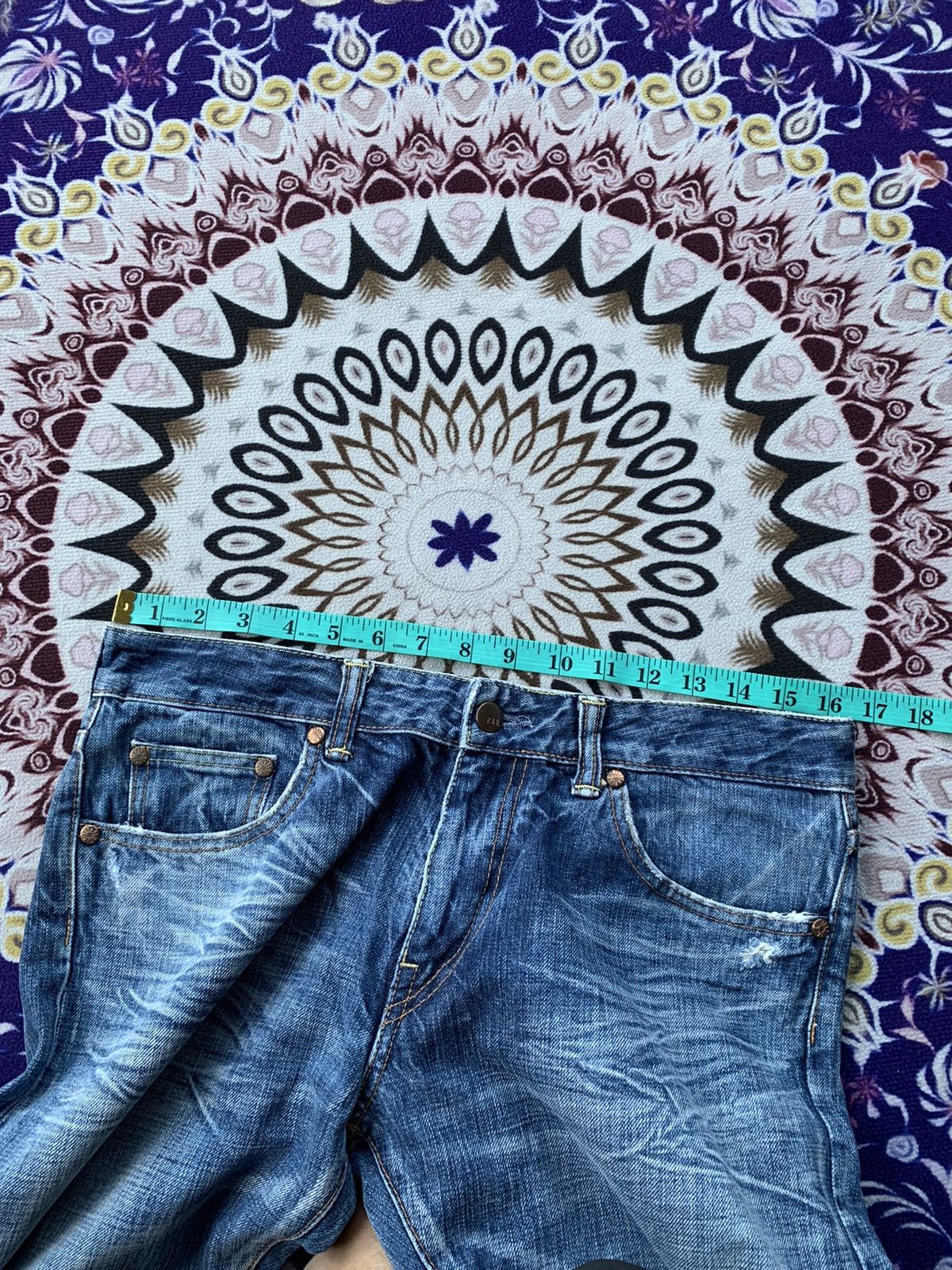 Japanese Brand Japan Rivet & Blue Flare Distressed Denim Size US 33 - 14 Thumbnail