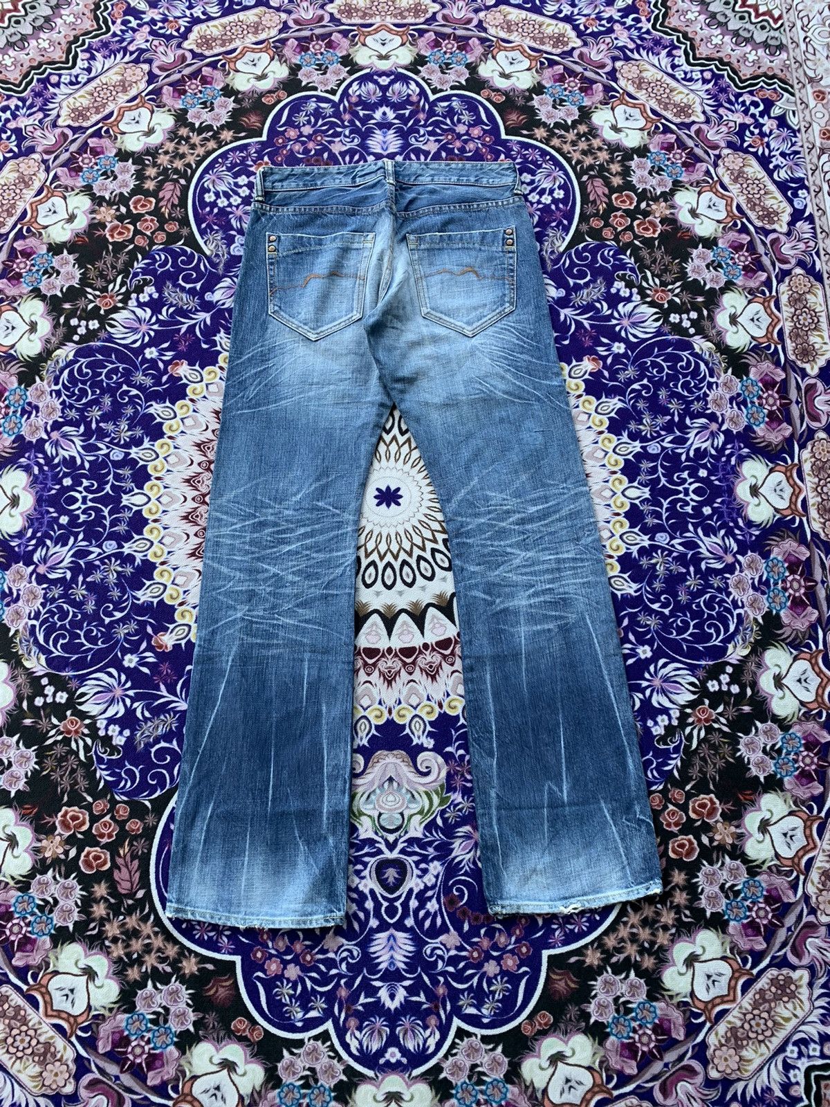Japanese Brand Japan Rivet & Blue Flare Distressed Denim Size US 33 - 9 Thumbnail