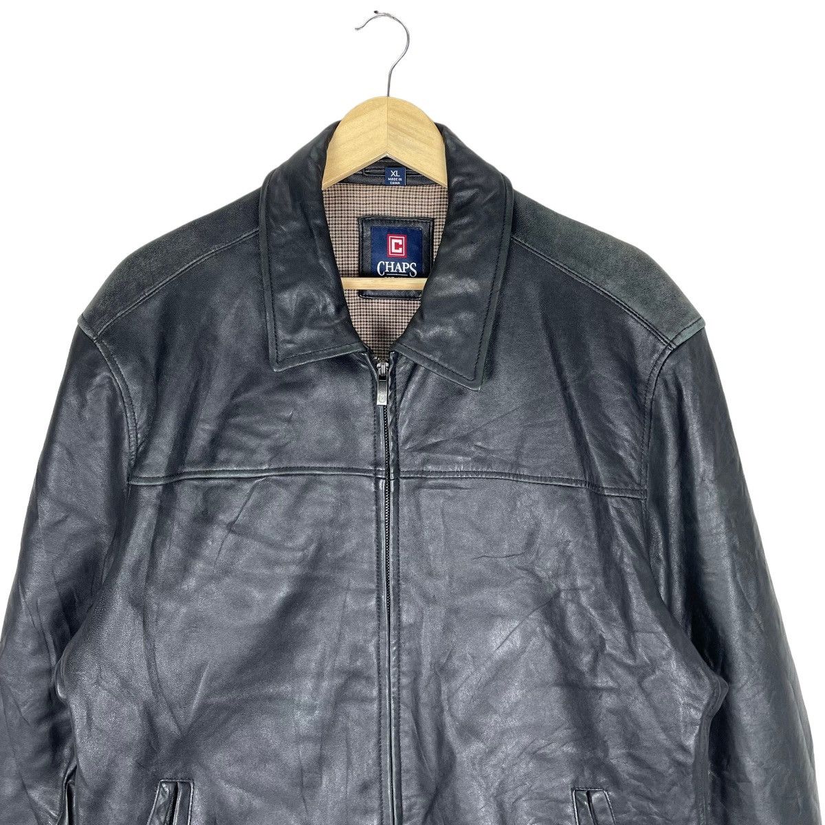 Chaps Ralph Lauren ⚡️CHAPS BLACK LEATHER ZIPPER JACKET Size US XL / EU 56 / 4 - 3 Thumbnail