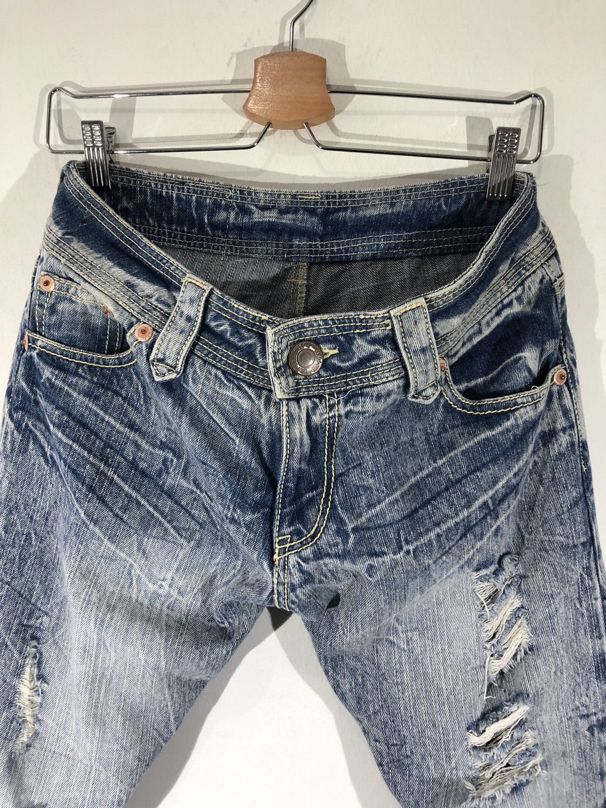 Japanese Brand Back & Forth Racing Jeans Black Denim Distressed Size US 30 / EU 46 - 4 Thumbnail