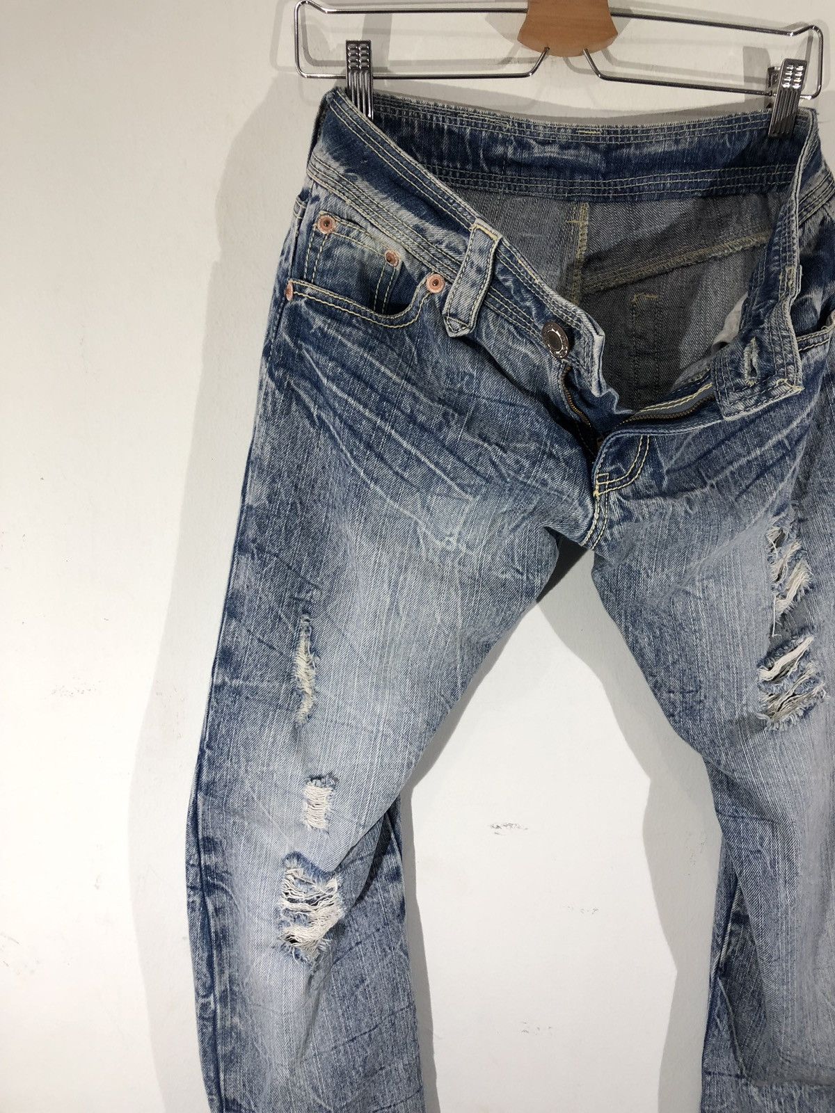 Japanese Brand Back & Forth Racing Jeans Black Denim Distressed Size US 30 / EU 46 - 3 Thumbnail