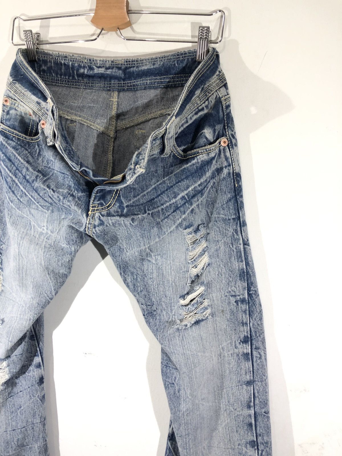 Japanese Brand Back & Forth Racing Jeans Black Denim Distressed Size US 30 / EU 46 - 2 Thumbnail