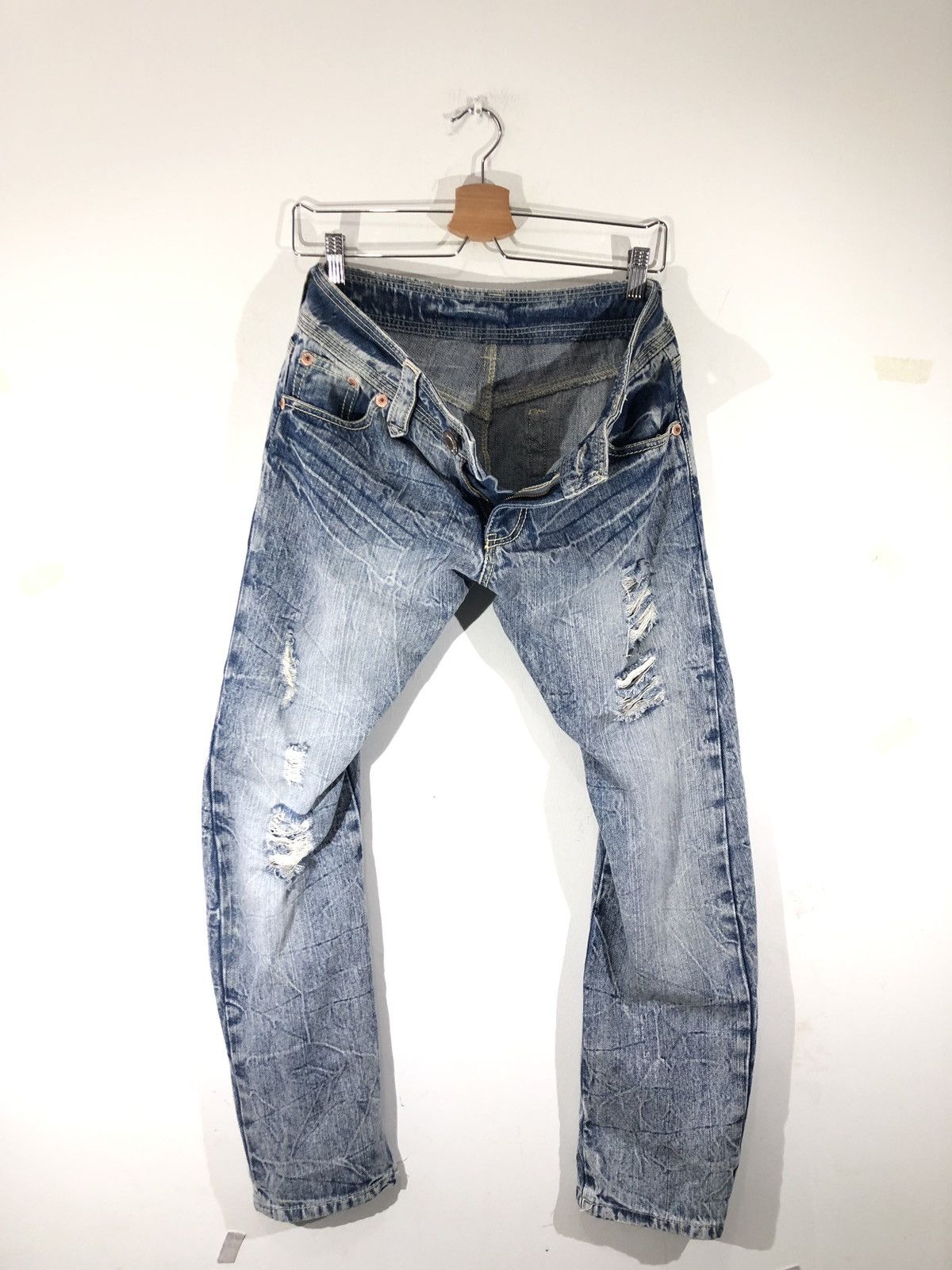 Japanese Brand Back & Forth Racing Jeans Black Denim Distressed Size US 30 / EU 46 - 1 Thumbnail