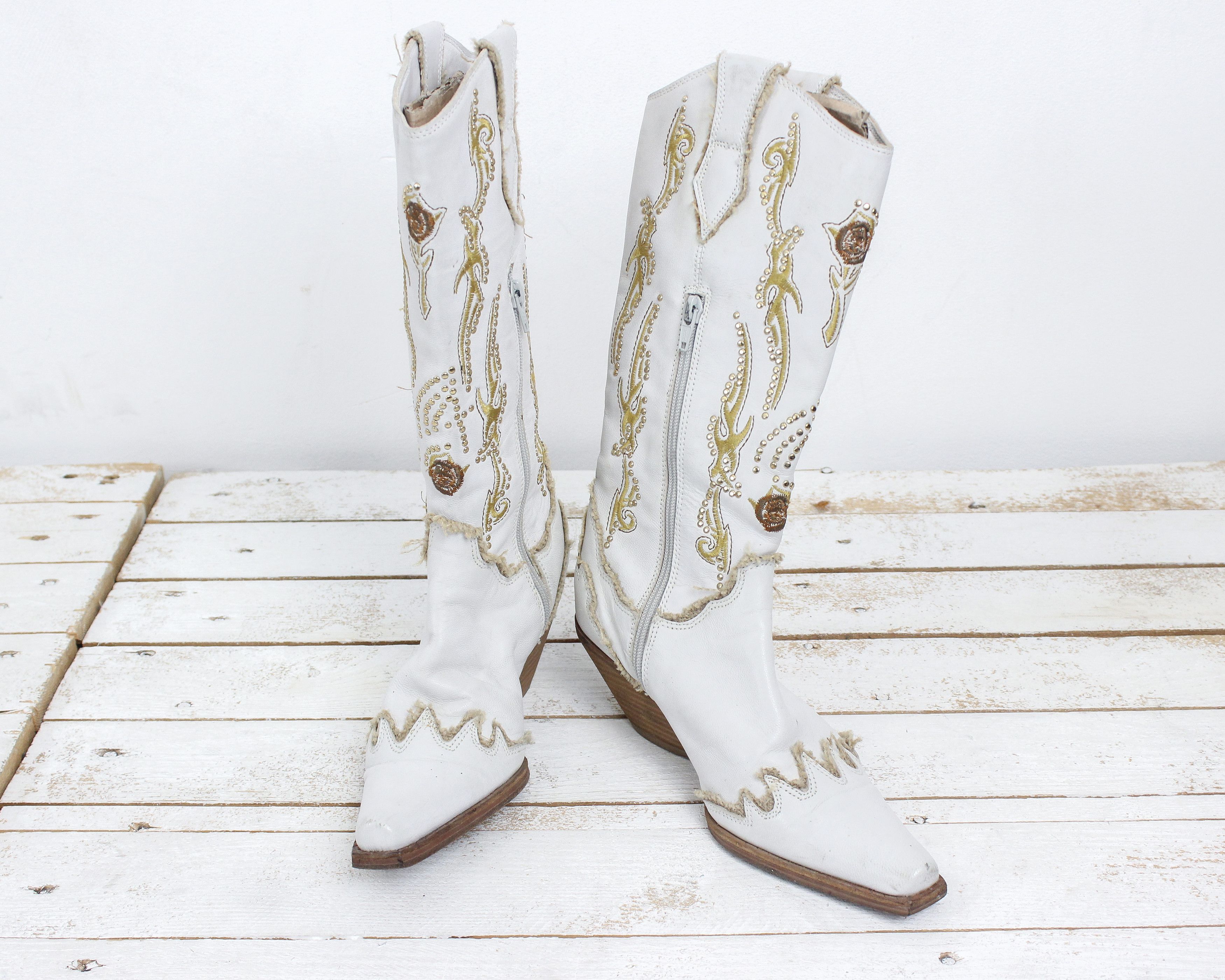 Cowboy Equipment × Vintage × Western Rise Cowboy EU 36 Leather US 5 Boots Shoes Heels Western UK 3 Size US 5.5 / IT 35.5 - 1 Thumbnail