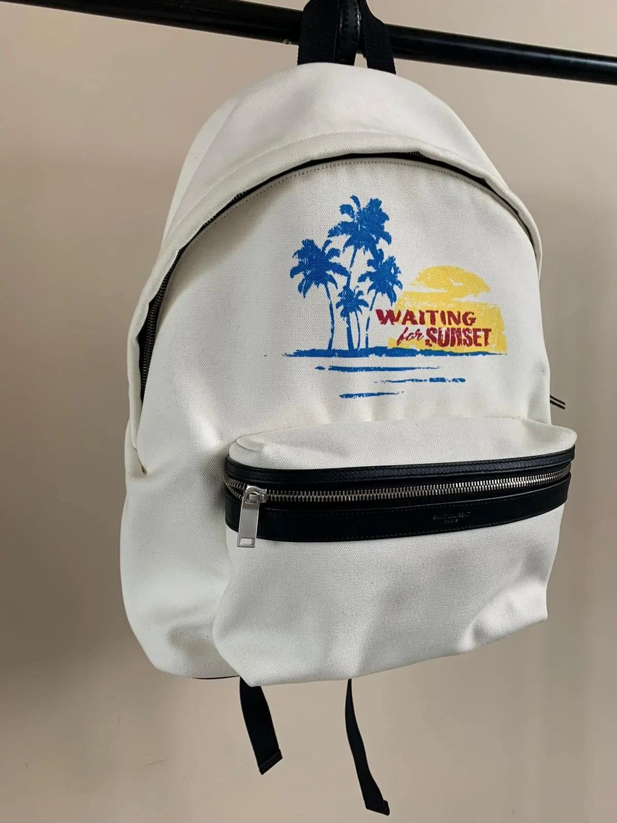 Saint Laurent Paris Waiting For Sunset City Back Pack in Ivory Size ONE SIZE - 6 Thumbnail