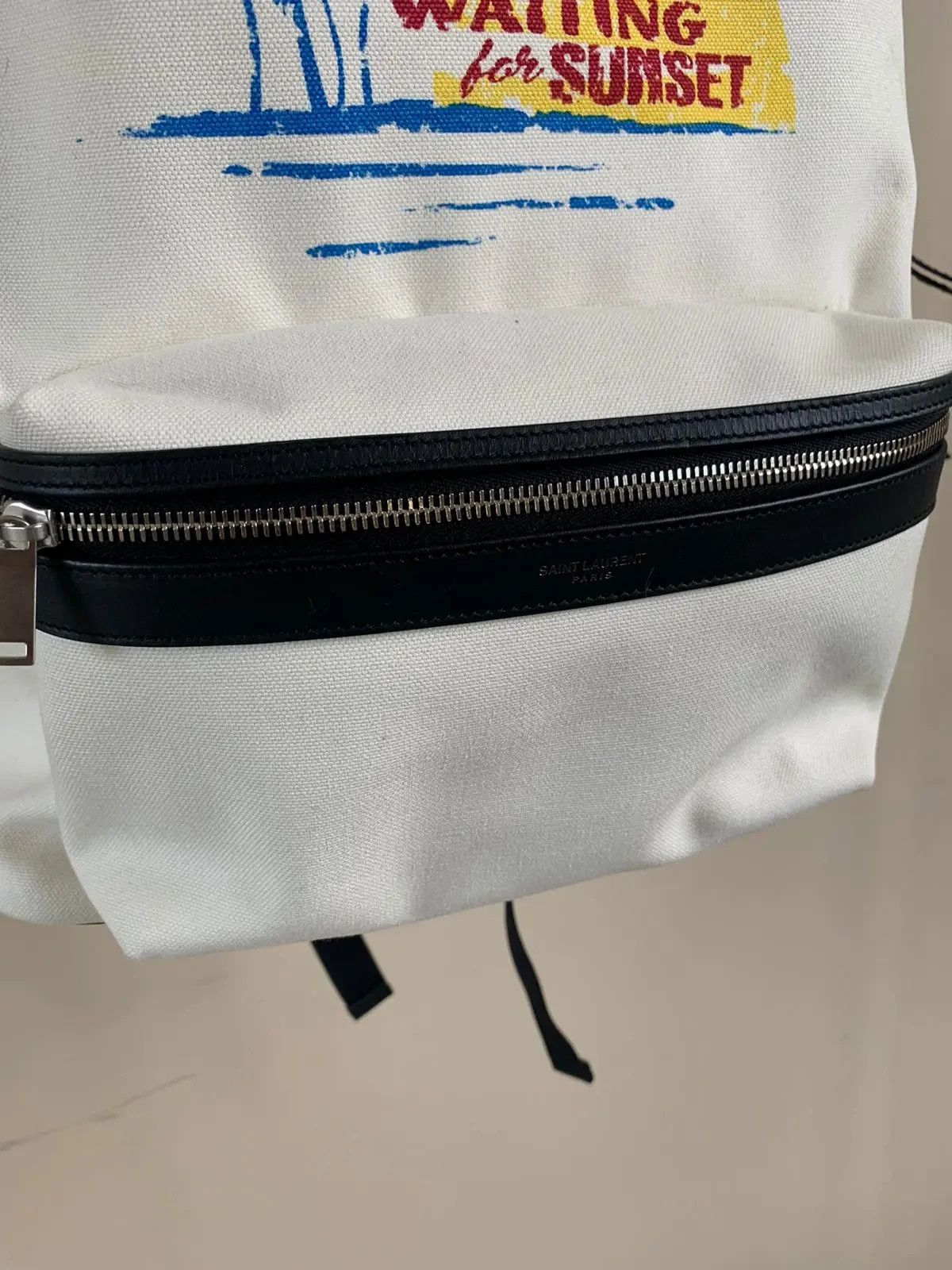 Saint Laurent Paris Waiting For Sunset City Back Pack in Ivory Size ONE SIZE - 2 Thumbnail