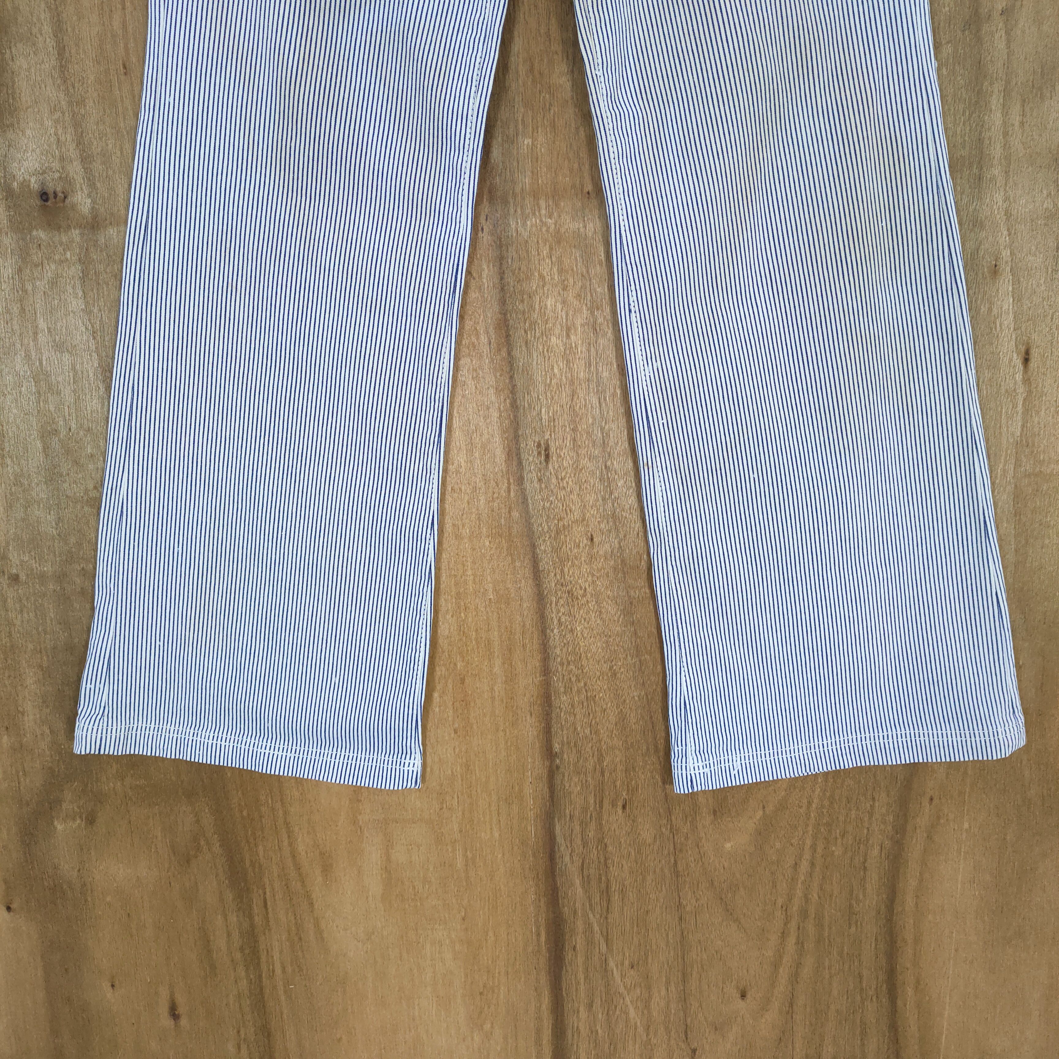 Japanese Brand × OVER THE STRiPES KOJI TACHIYAMA HICKORY STRIPE FADED LOWRISE FLARE PANTS Size US 32 / EU 48 - 7 Thumbnail