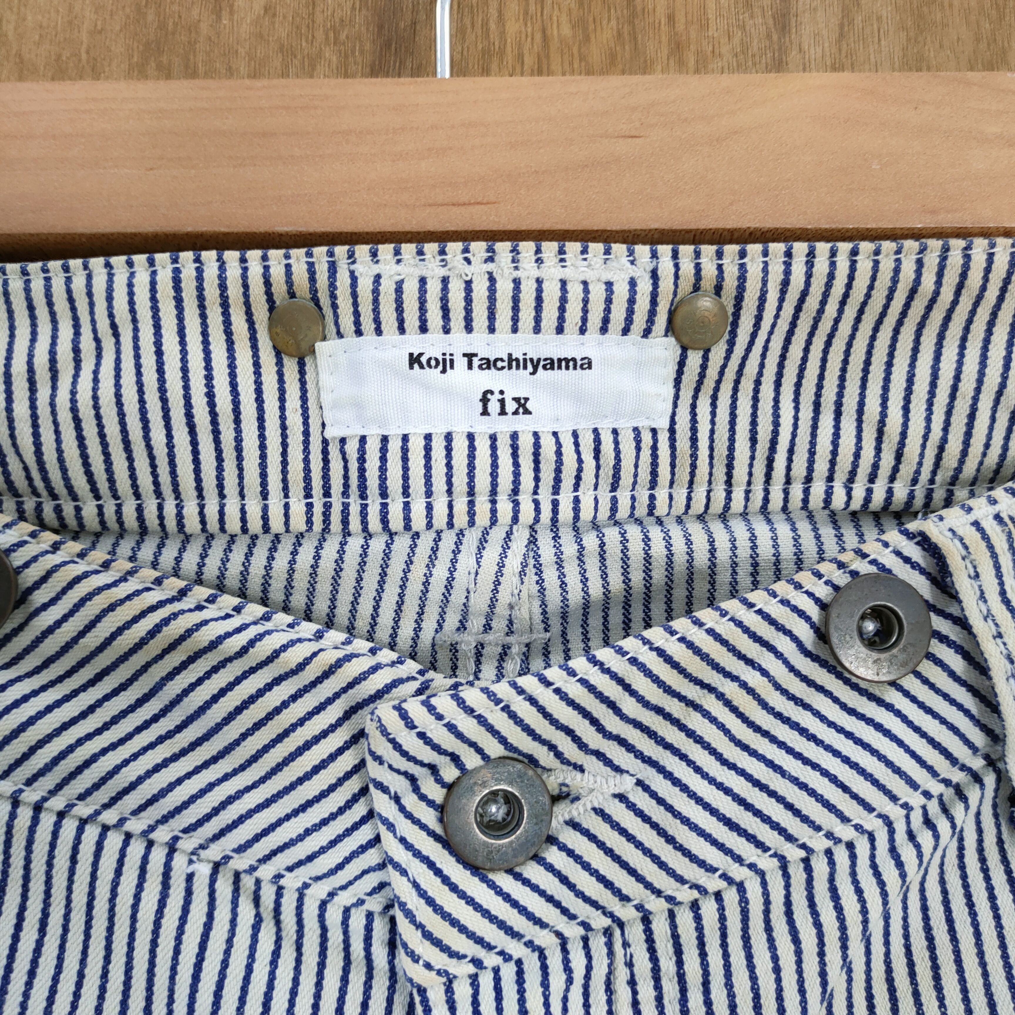 Japanese Brand × OVER THE STRiPES KOJI TACHIYAMA HICKORY STRIPE FADED LOWRISE FLARE PANTS Size US 32 / EU 48 - 2 Thumbnail