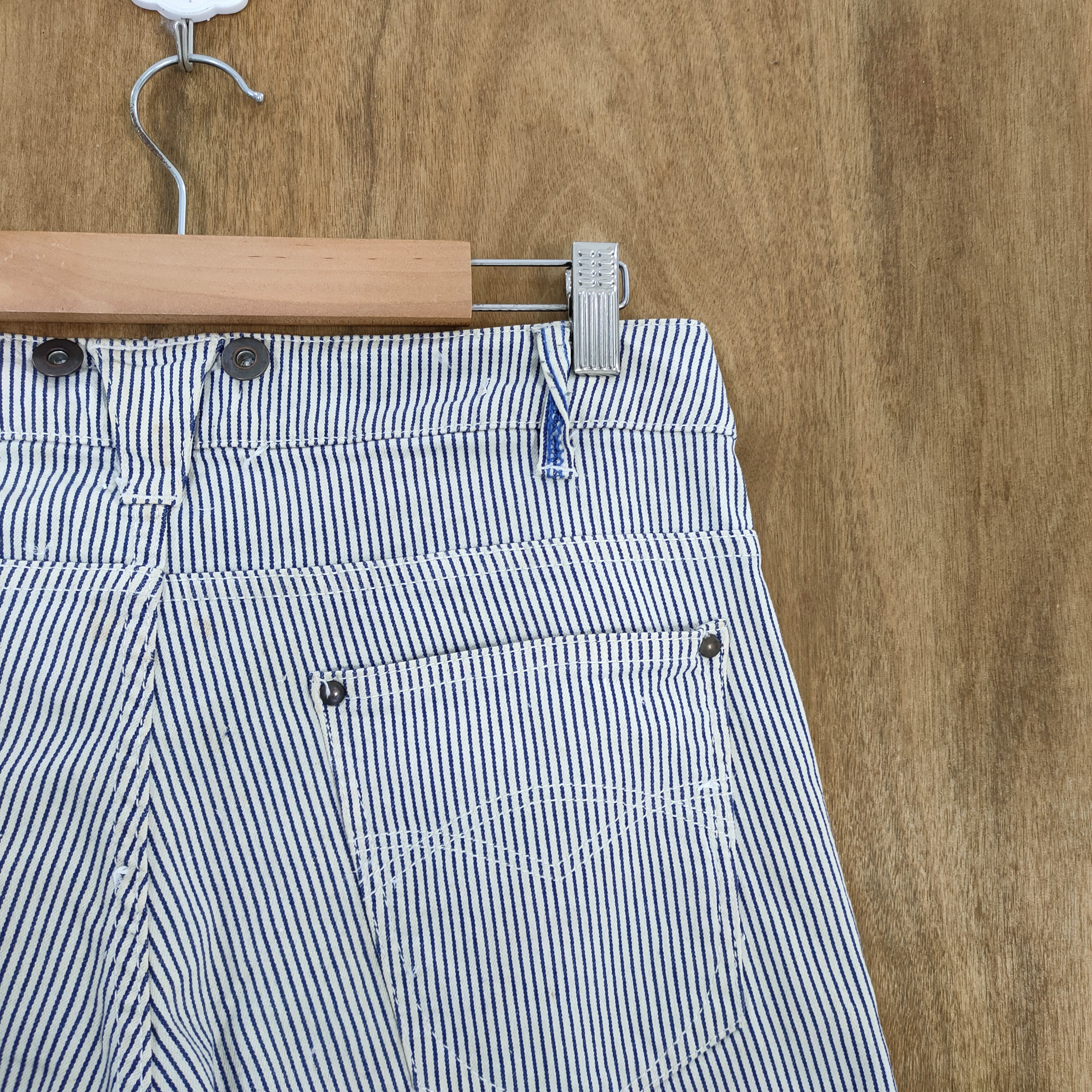 Japanese Brand × OVER THE STRiPES KOJI TACHIYAMA HICKORY STRIPE FADED LOWRISE FLARE PANTS Size US 32 / EU 48 - 12 Thumbnail