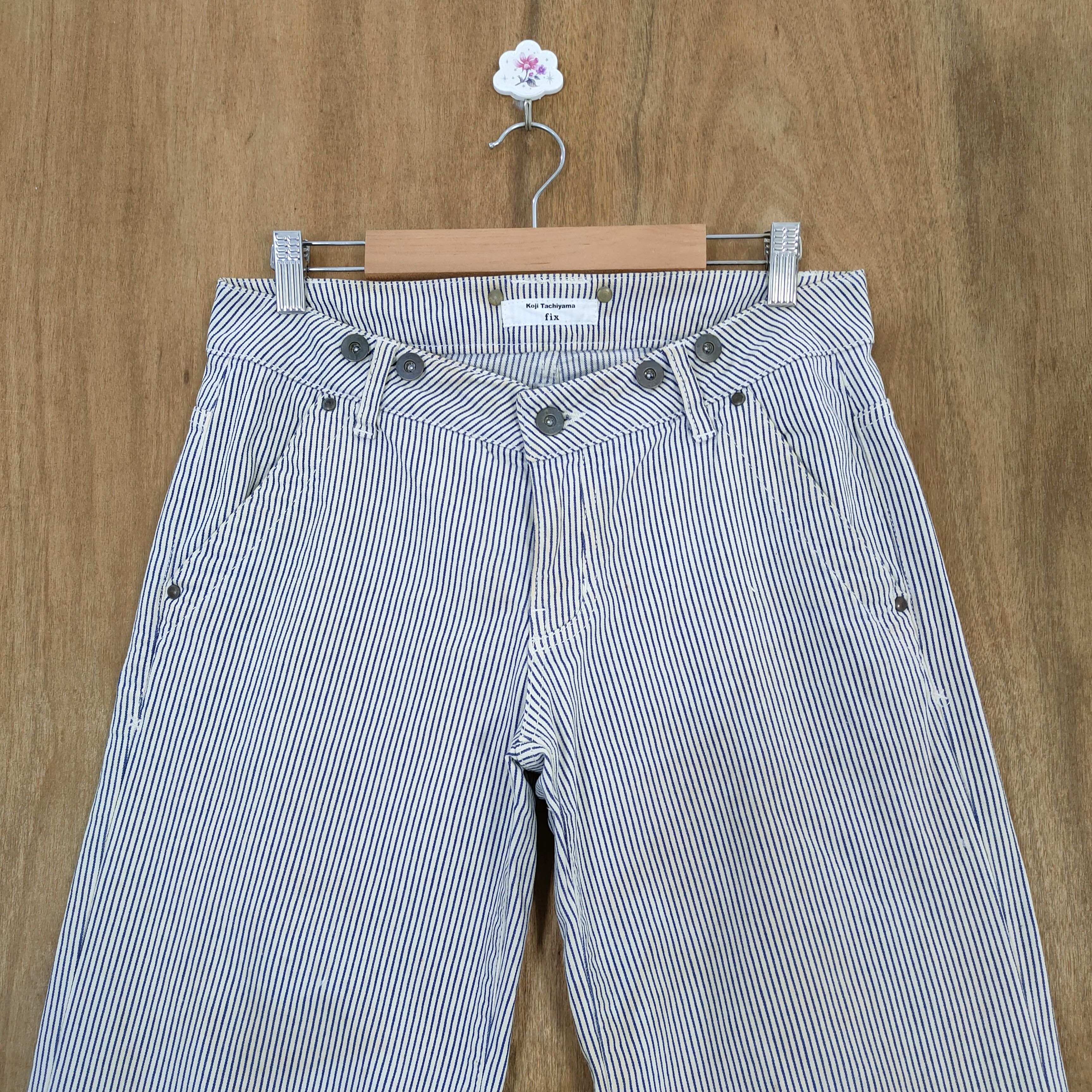 Japanese Brand × OVER THE STRiPES KOJI TACHIYAMA HICKORY STRIPE FADED LOWRISE FLARE PANTS Size US 32 / EU 48 - 6 Thumbnail