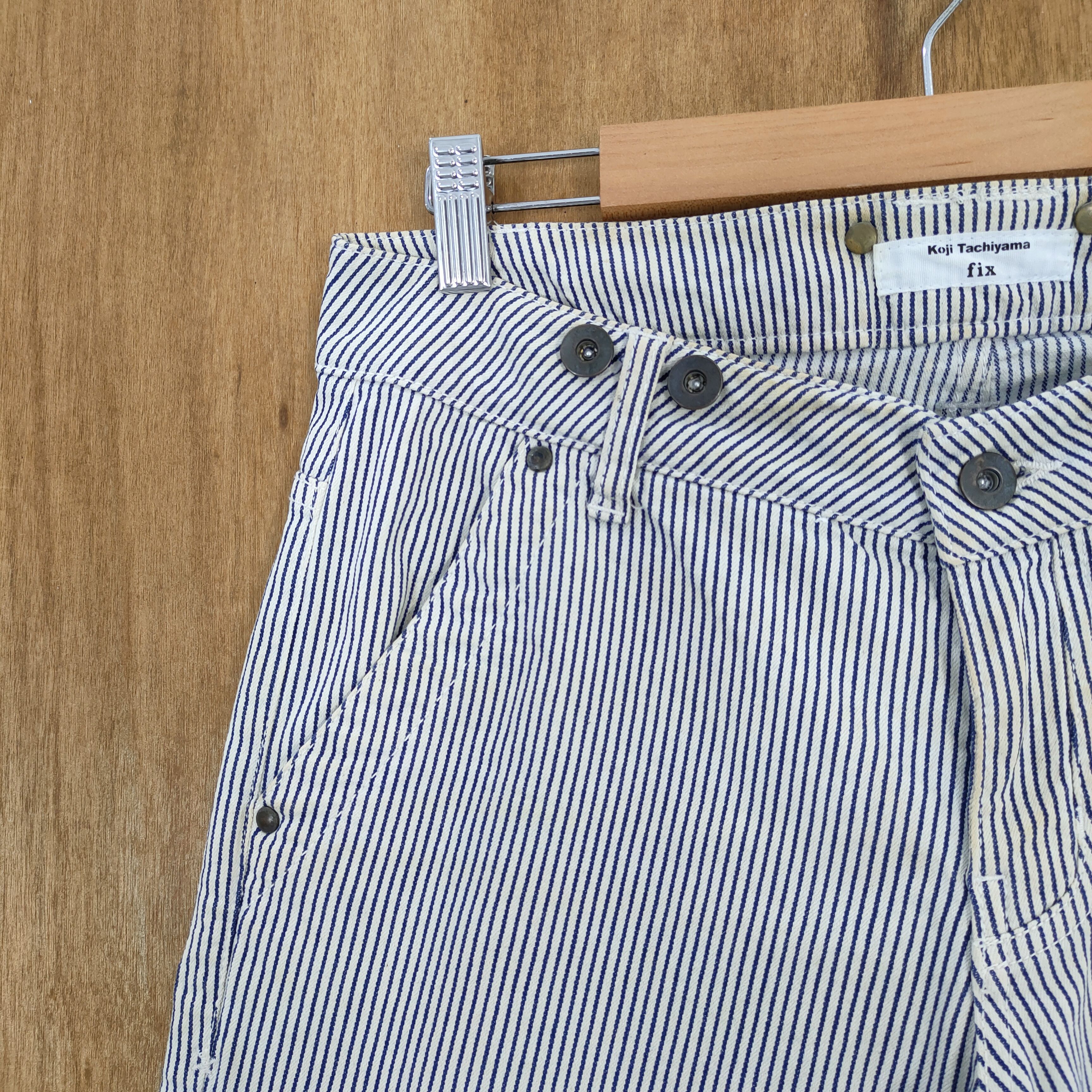 Japanese Brand × OVER THE STRiPES KOJI TACHIYAMA HICKORY STRIPE FADED LOWRISE FLARE PANTS Size US 32 / EU 48 - 4 Thumbnail