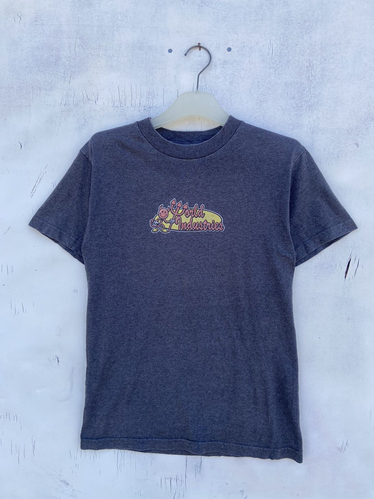 image of Skategang x Vintage World Industries Skate Tees in Grey, Men's (Size Small)