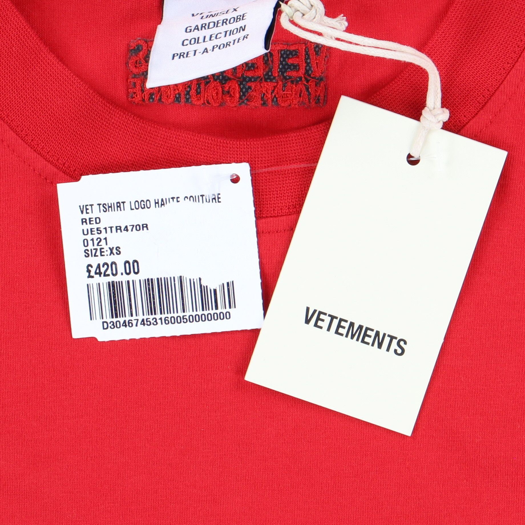 Vetements Red Haute Couture Embroidered Logo T-Shirt Size US XS / EU 42 / 0 - 5 Thumbnail