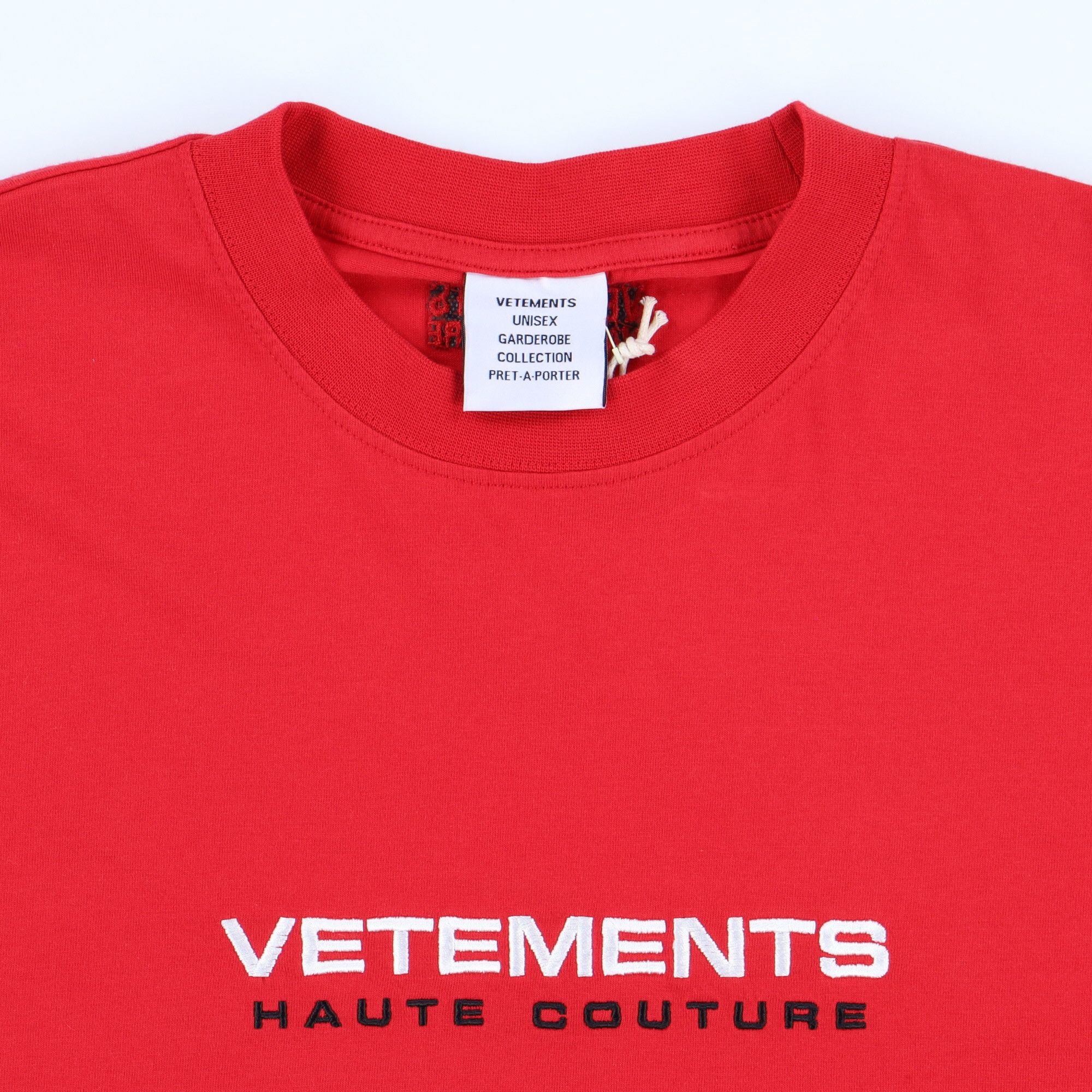 Vetements Red Haute Couture Embroidered Logo T-Shirt Size US XS / EU 42 / 0 - 4 Thumbnail