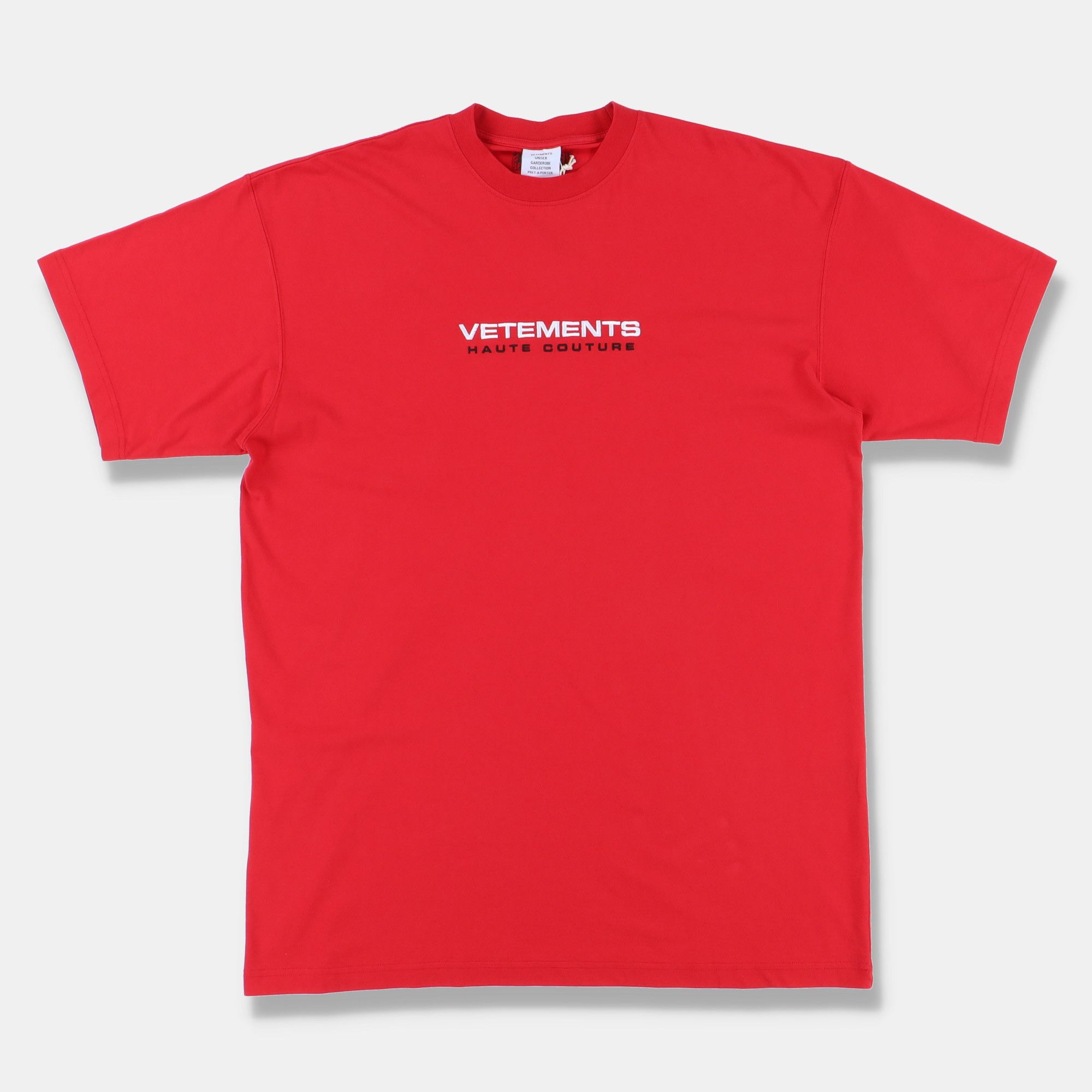 Vetements Red Haute Couture Embroidered Logo T-Shirt | Grailed