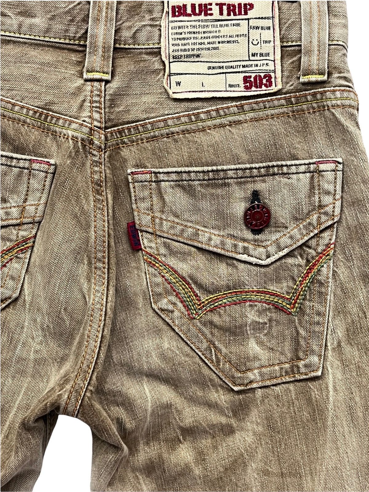 Edwin × Vintage EDWIN JAPAN🔥90’s Distressed Bleach Brown Minimalist Flare💥 Size US 29 - 5 Thumbnail