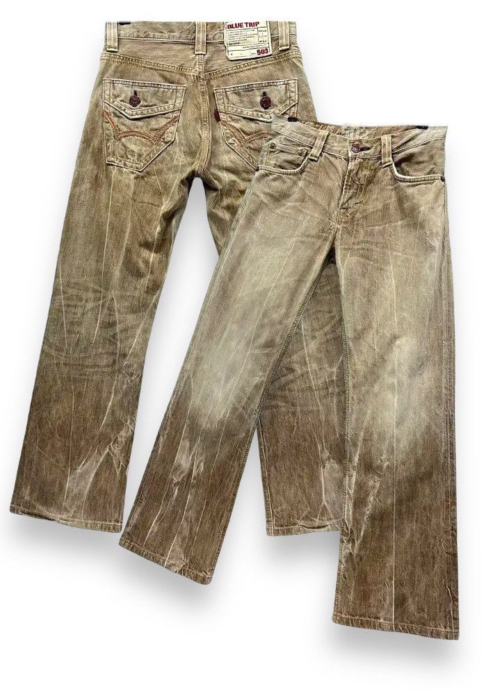 Edwin × Vintage EDWIN JAPAN🔥90’s Distressed Bleach Brown Minimalist Flare💥 Size US 29 - 1 Thumbnail