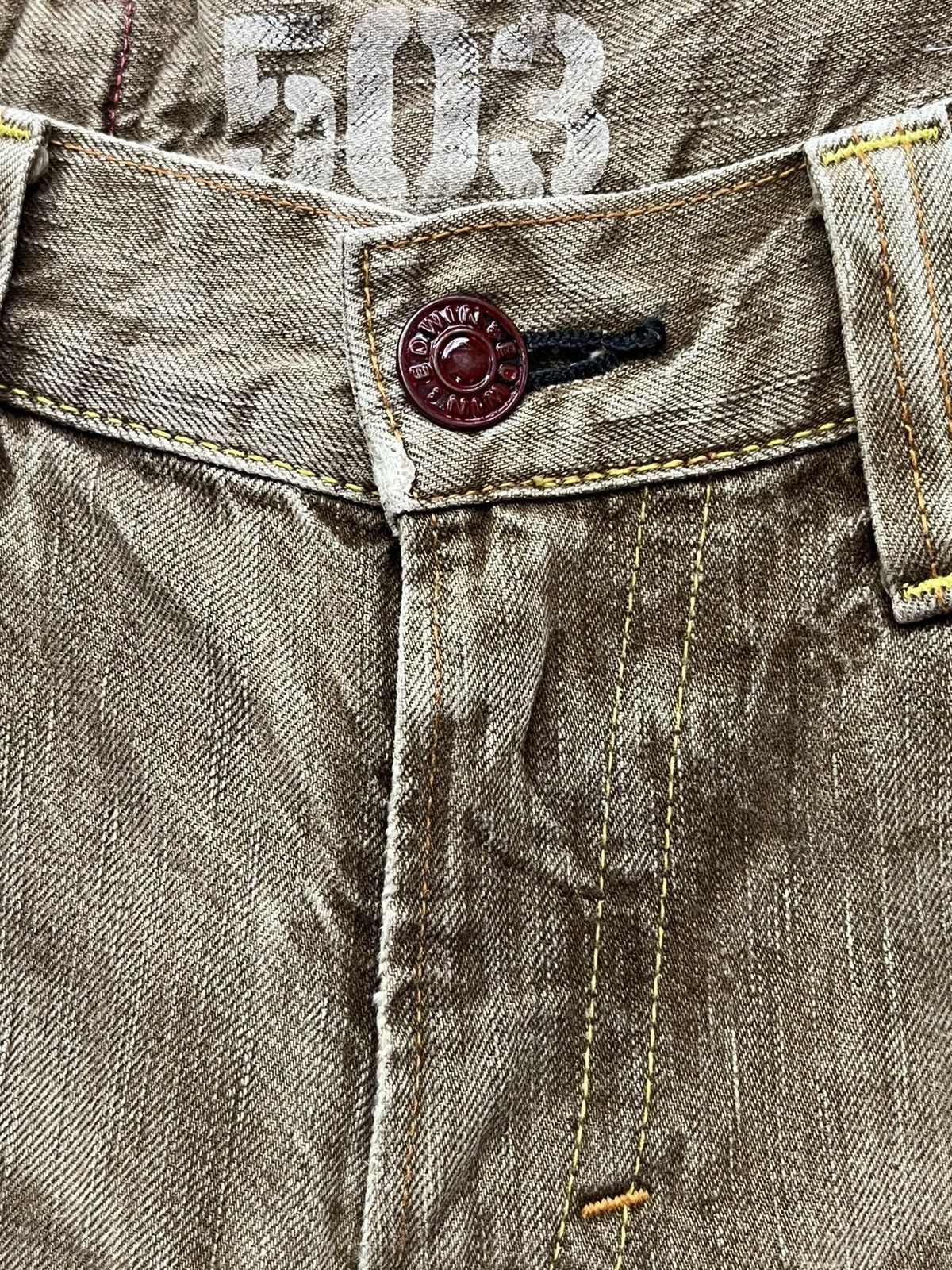 Edwin × Vintage EDWIN JAPAN🔥90’s Distressed Bleach Brown Minimalist Flare💥 Size US 29 - 6 Thumbnail