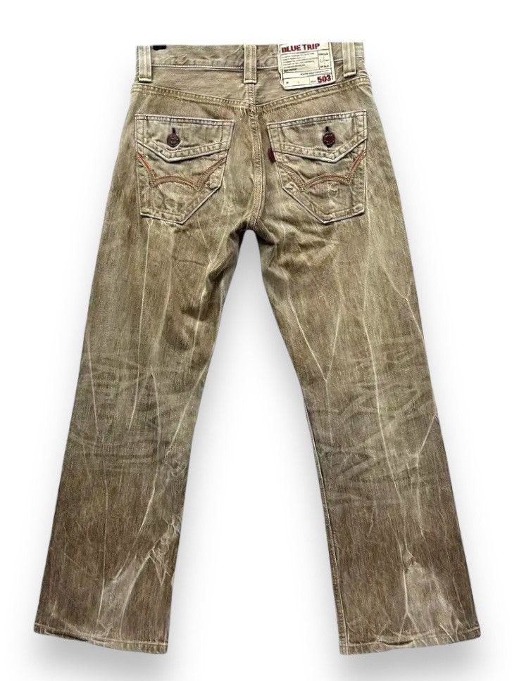 Edwin × Vintage EDWIN JAPAN🔥90’s Distressed Bleach Brown Minimalist Flare💥 Size US 29 - 3 Thumbnail