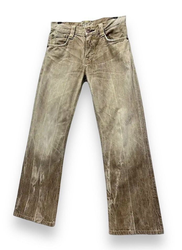 Edwin × Vintage EDWIN JAPAN🔥90’s Distressed Bleach Brown Minimalist Flare💥 Size US 29 - 2 Thumbnail