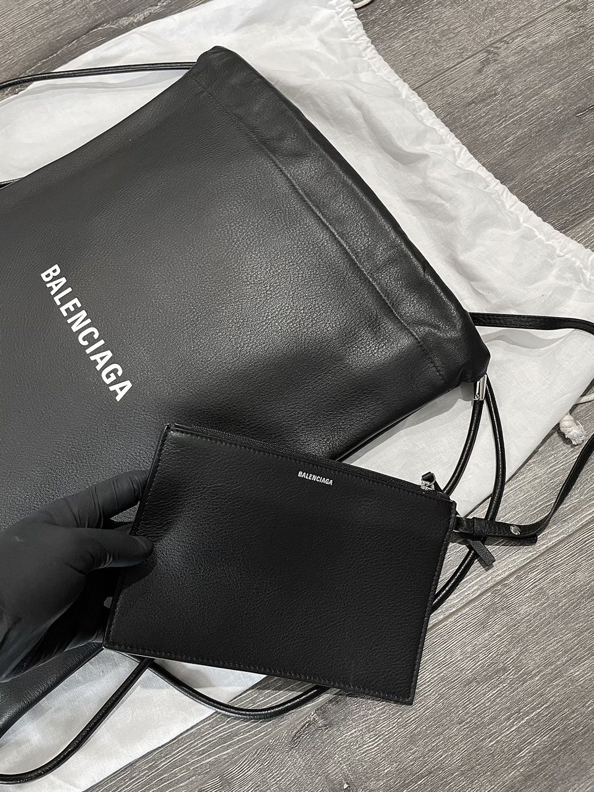 Balenciaga BALENCIAGA Leather Drawstring Backpack Bag Size ONE SIZE - 3 Thumbnail