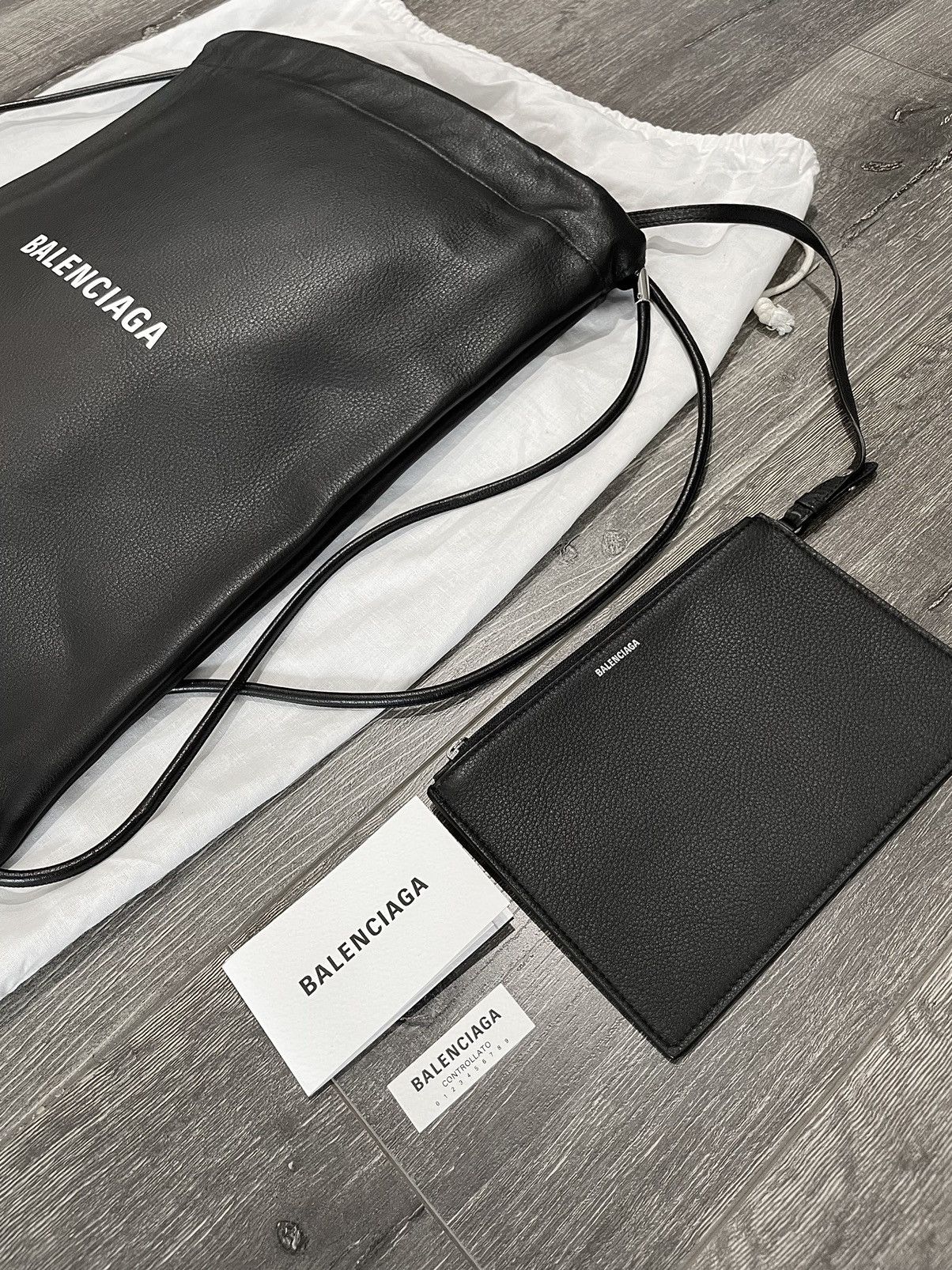 Balenciaga BALENCIAGA Leather Drawstring Backpack Bag Size ONE SIZE - 4 Thumbnail