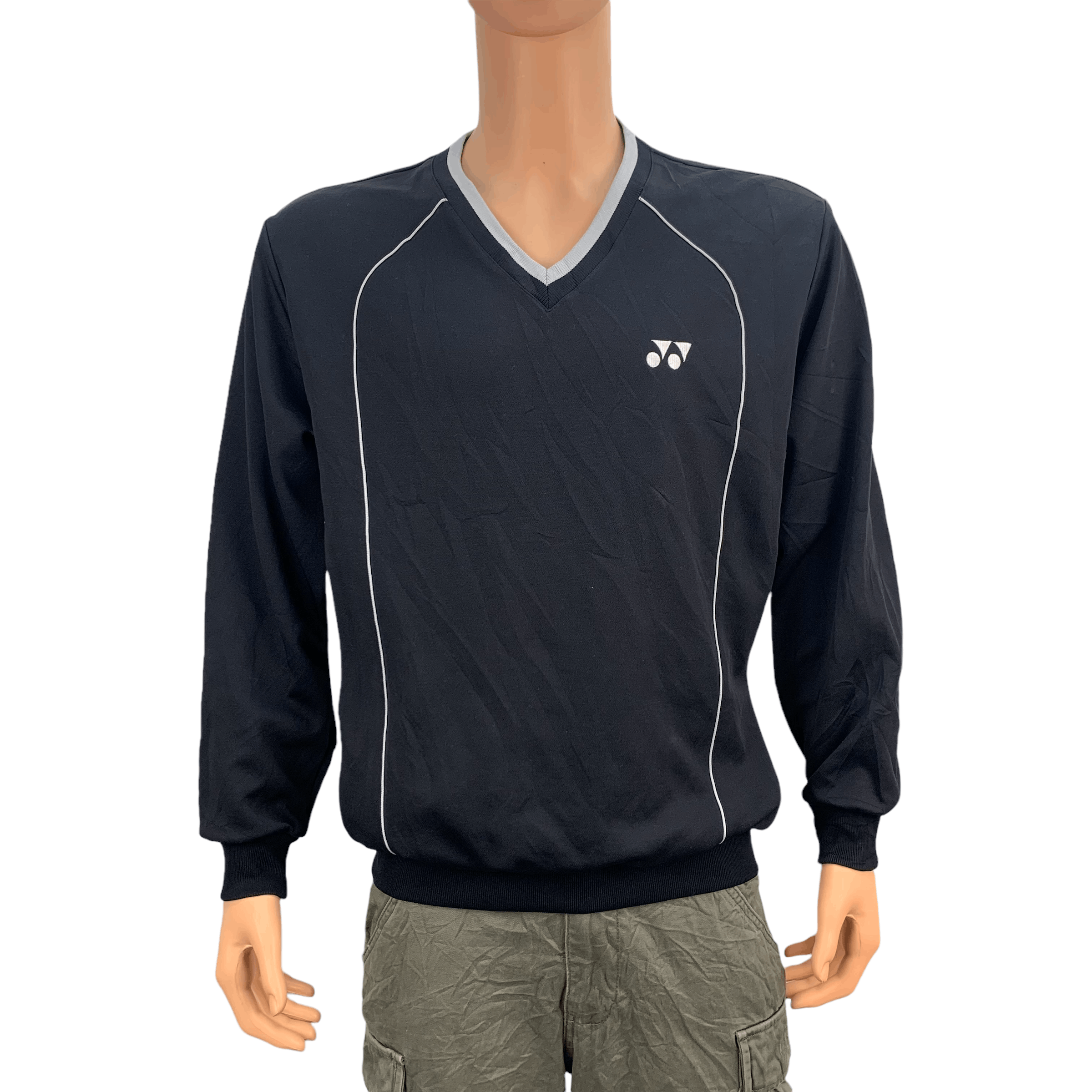 image of Vintage Yonex Badminton Sweater 3568-70 in Black White, Men's (Size Large)